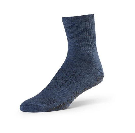 Base33 Grip Crew Socks - Navy Blue Athletic Performance Socks for Running, Hiking & Workout - Non-Slip Comfort for Men & Women