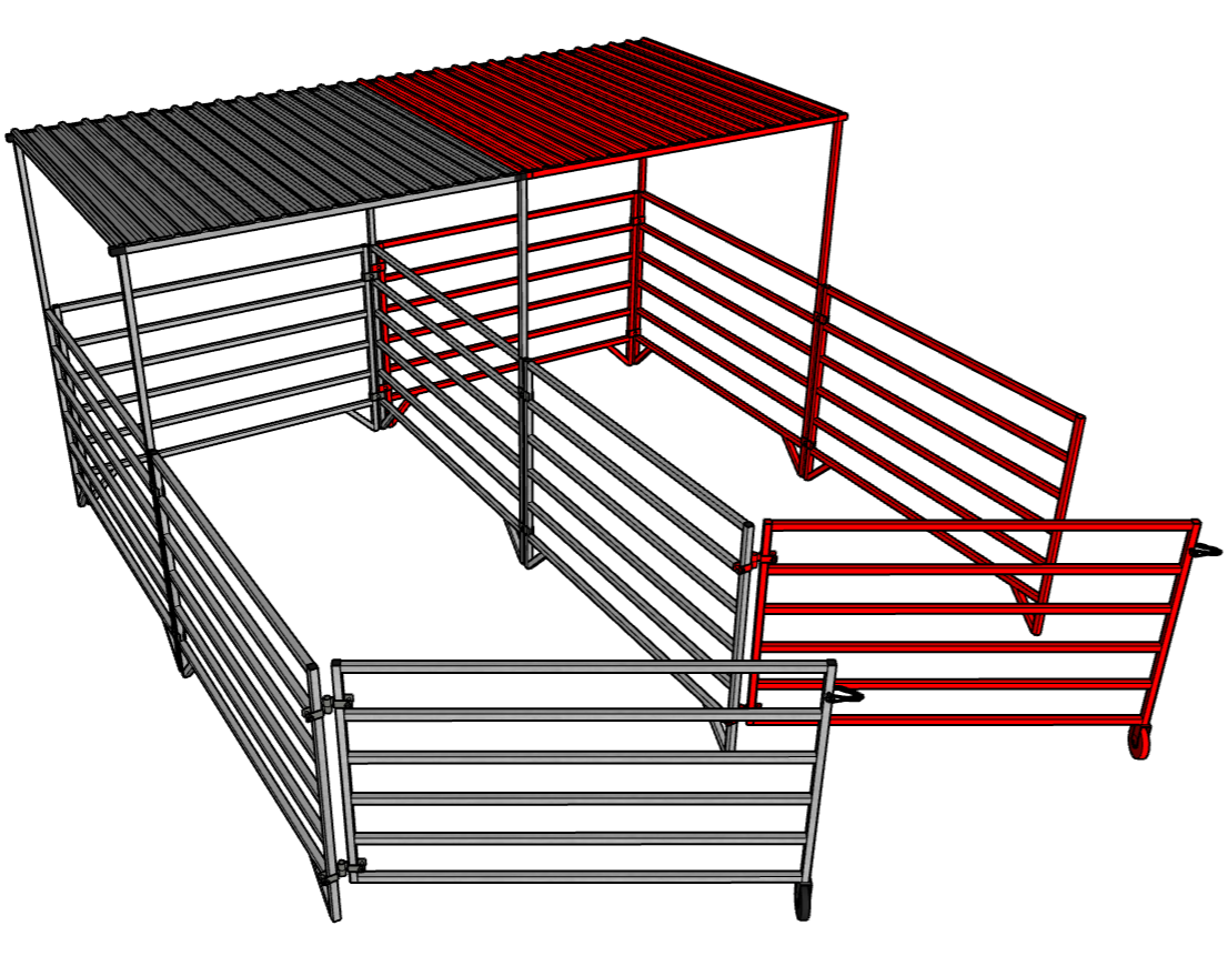 5 Ft X 10 Ft Aluminum 6-Rail Add-On Horse Stall Kit with Canopy (3 Panels, 1 Gate, 1 Canopy) - Durable Stable Fencing for Pastures, Barns & Equestrian Facilities