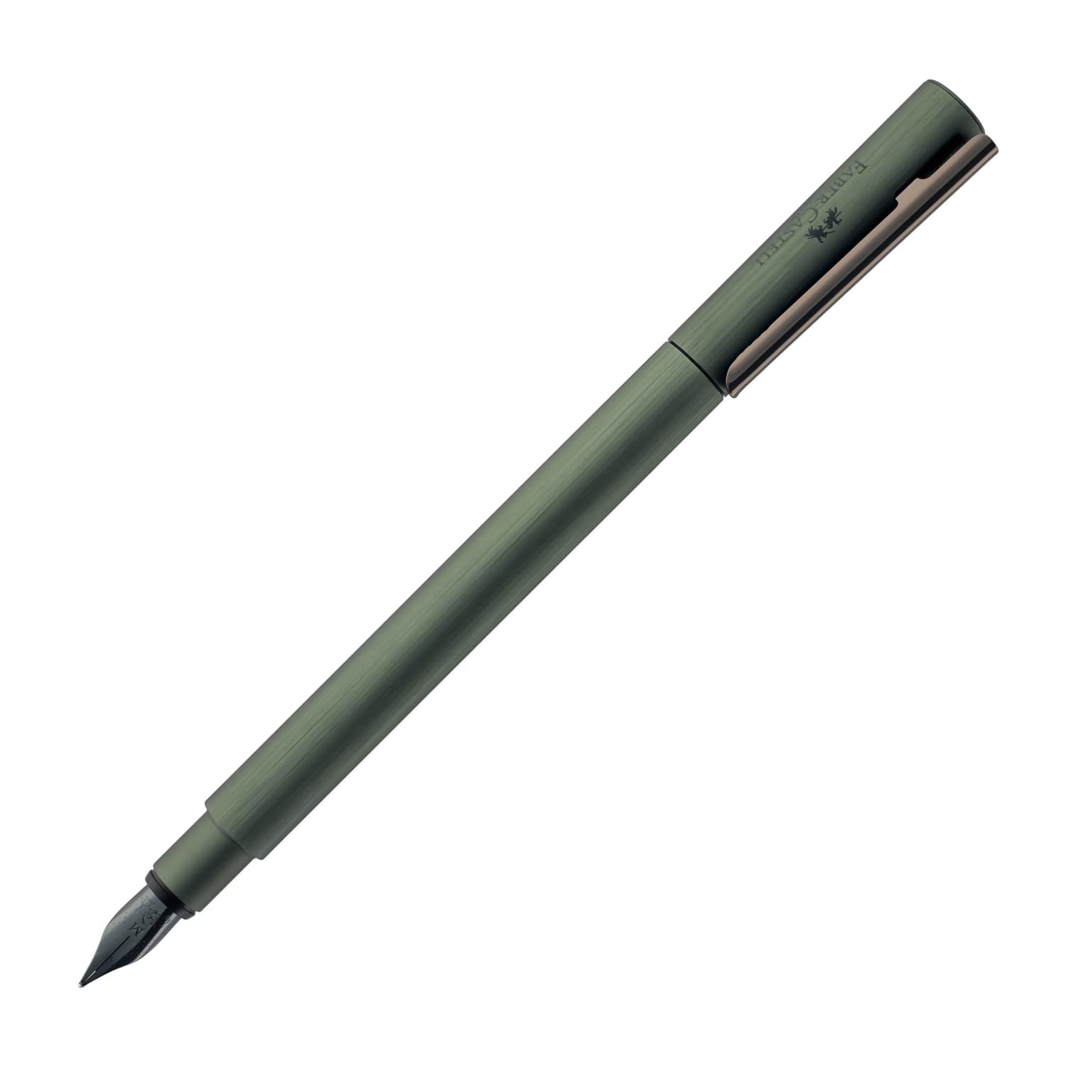 Faber-Castell Design Neo Slim Aluminum Fountain Pen - Olive Green - Premium Writing Instrument for Professionals & Students - Perfect for Office, School & Calligraphy