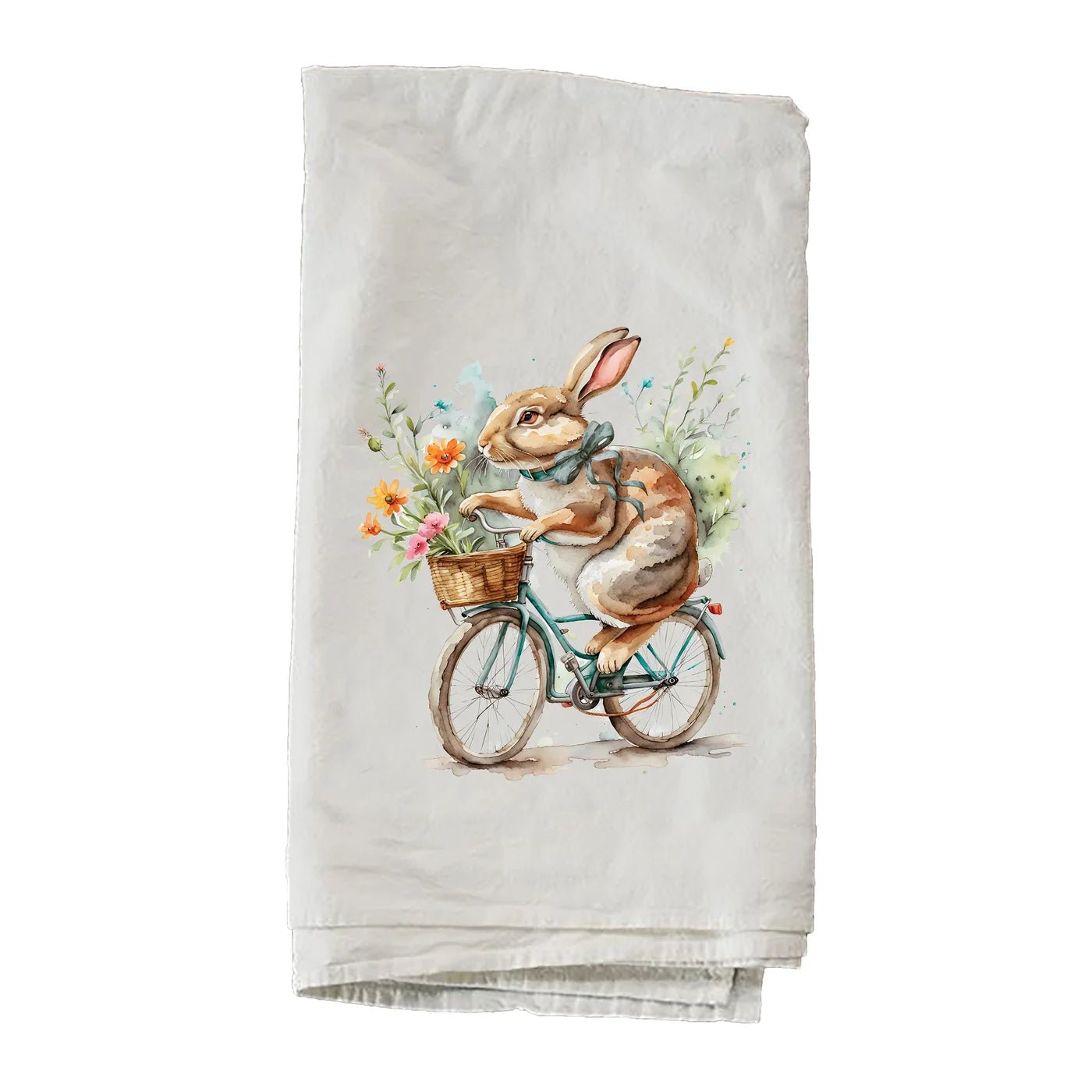 Cute Bunny Flower Printed Dish Towel - Soft Absorbent Kitchen Towel for Drying Dishes & Decor - Perfect for Easter, Spring Decor & Farmhouse Kitchen