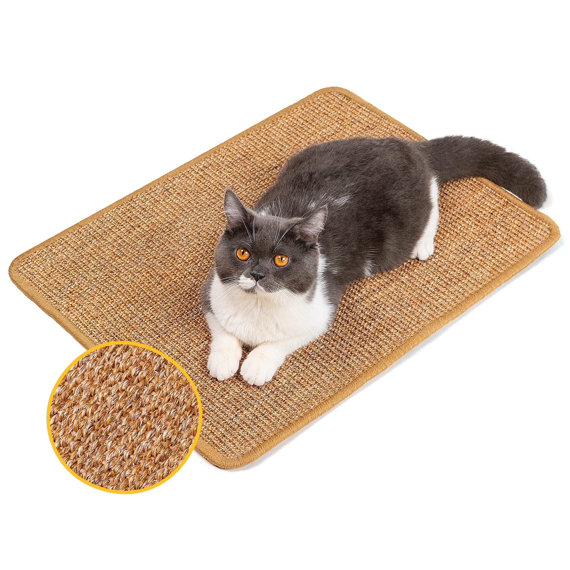 Premium Natural Sisal Cat Scratcher Mat - Durable Horizontal Floor Scratching Pad for Indoor Cats | Protects Furniture, Couches & Carpets | Perfect for Claw Maintenance & Stress Relief