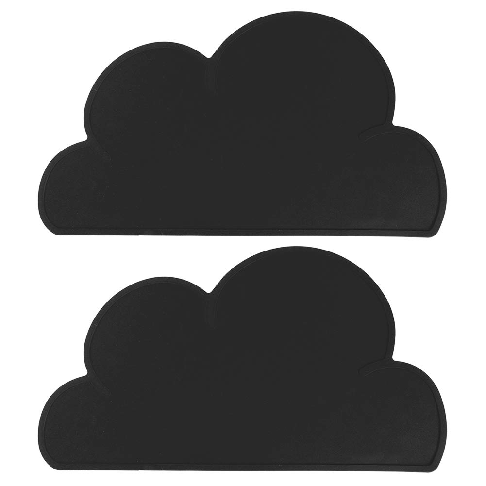 Alvinlite Cloud-Shaped Silicone Baby Feeding Tray Placemats - Waterproof, Insulated, Non-Slip Toddler Mealtime Mat for High Chair or Table (Black) - Perfect for Mess-Free Eating, Snack Time & Learning Self-Feeding