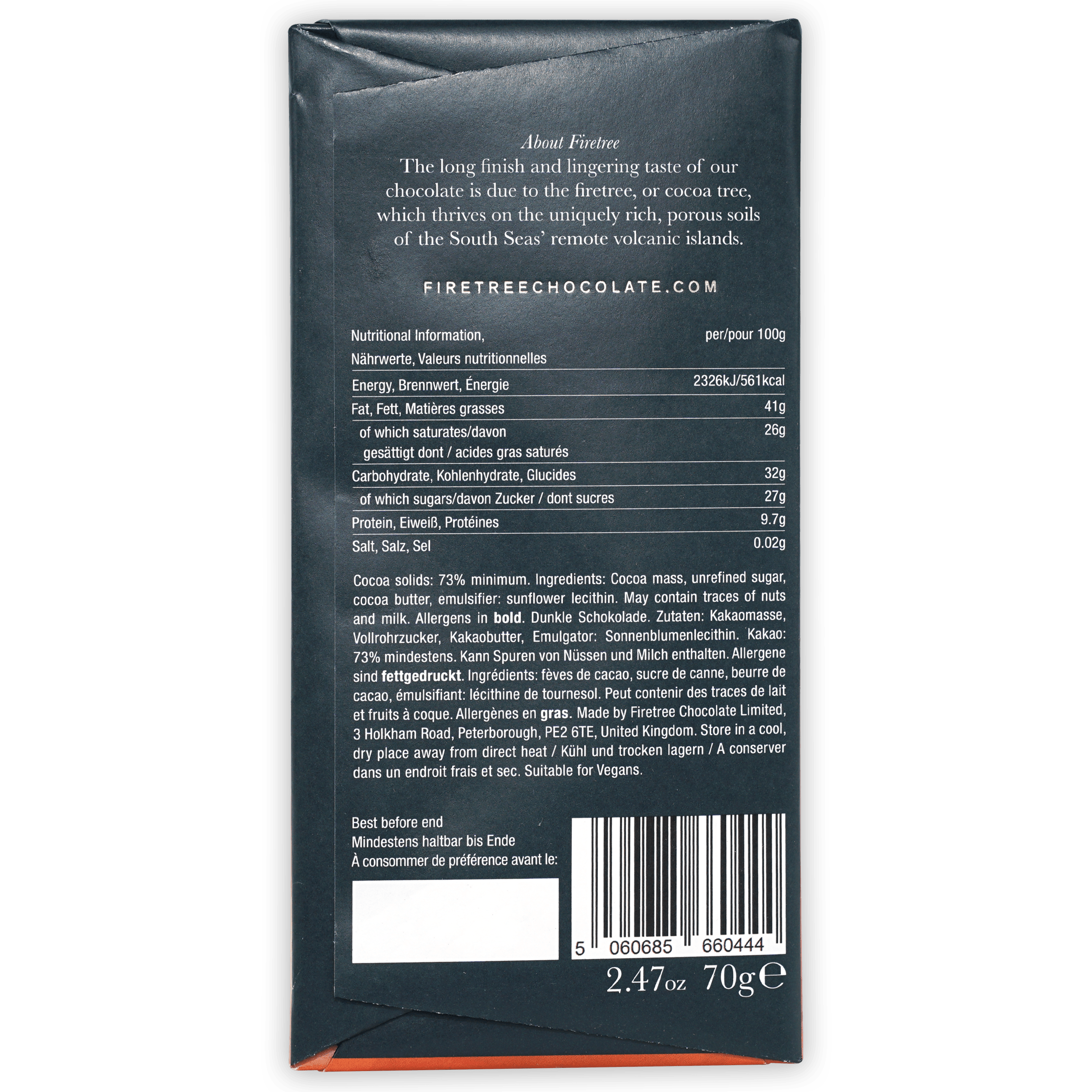 Premium Firetree Philippines Mindanao Island 73% Dark Chocolate Bar - Rich Cocoa Flavor for Baking, Gifting & Healthy Snacking