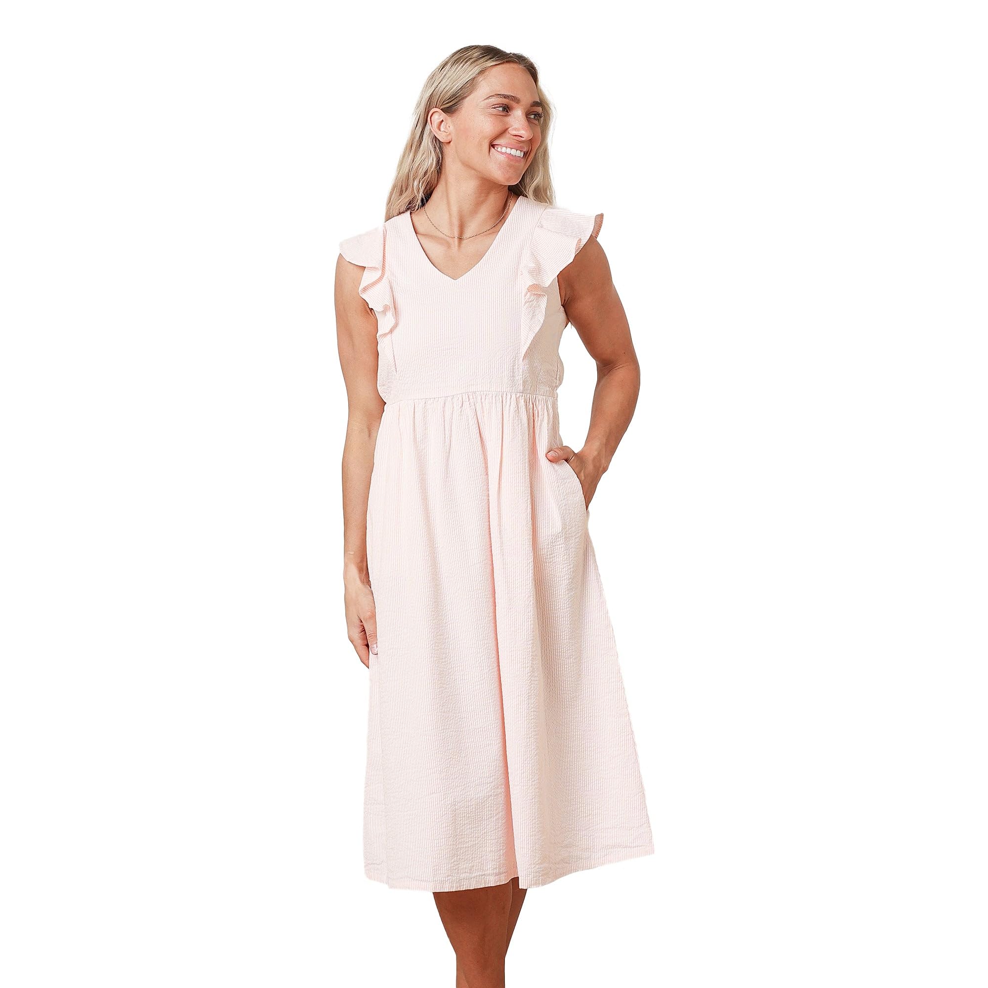 Hope & Henry Women's Sleeveless A-Line Dress with Waist Sash - Elegant Summer Cocktail Party & Wedding Guest Dress for Women