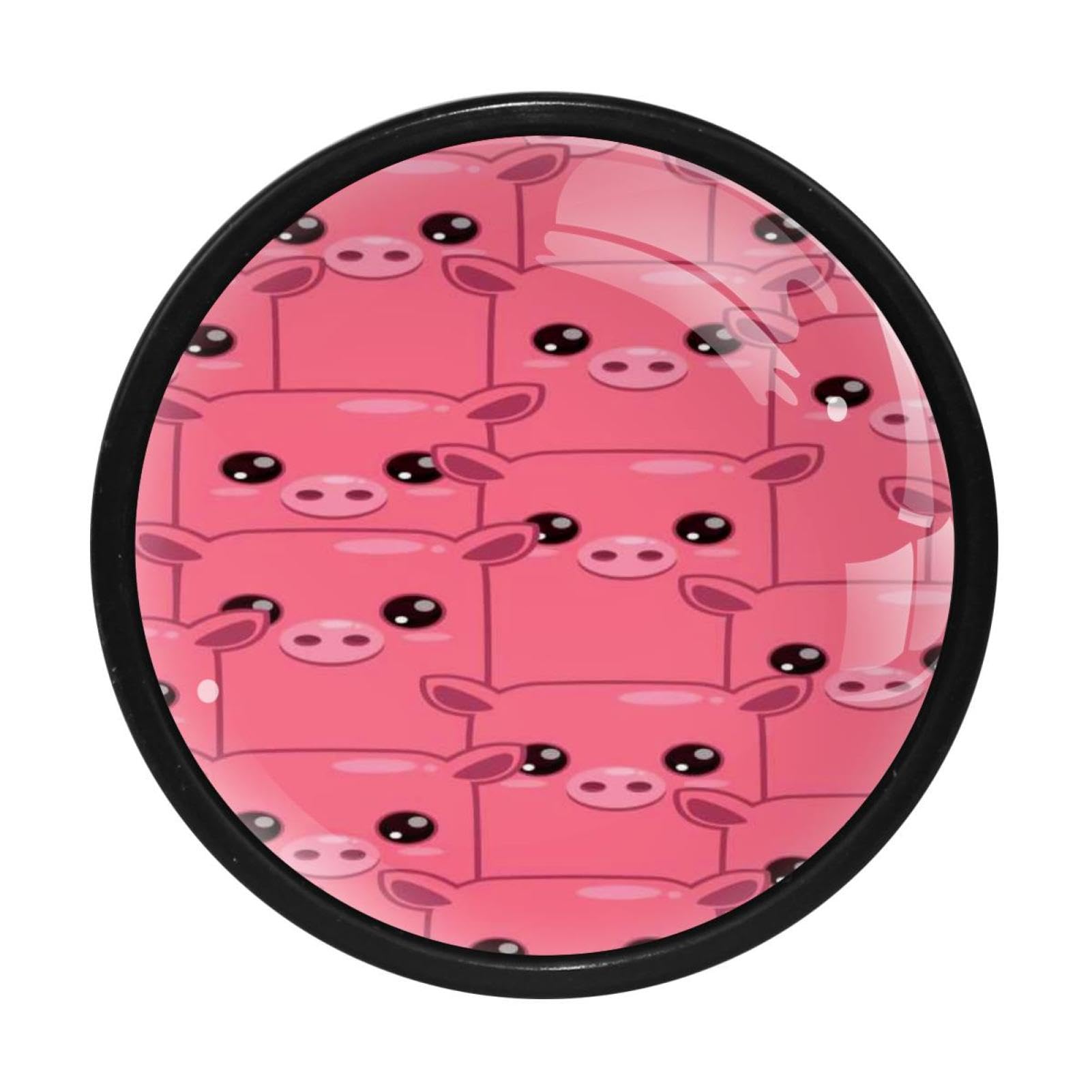 4Pcs Cartoon Pink Pig Cabinet Handles & Knobs - Drawer Pulls for Dresser, Kitchen Cabinets & Furniture - Cute Home Decor for Kids Room & Nursery