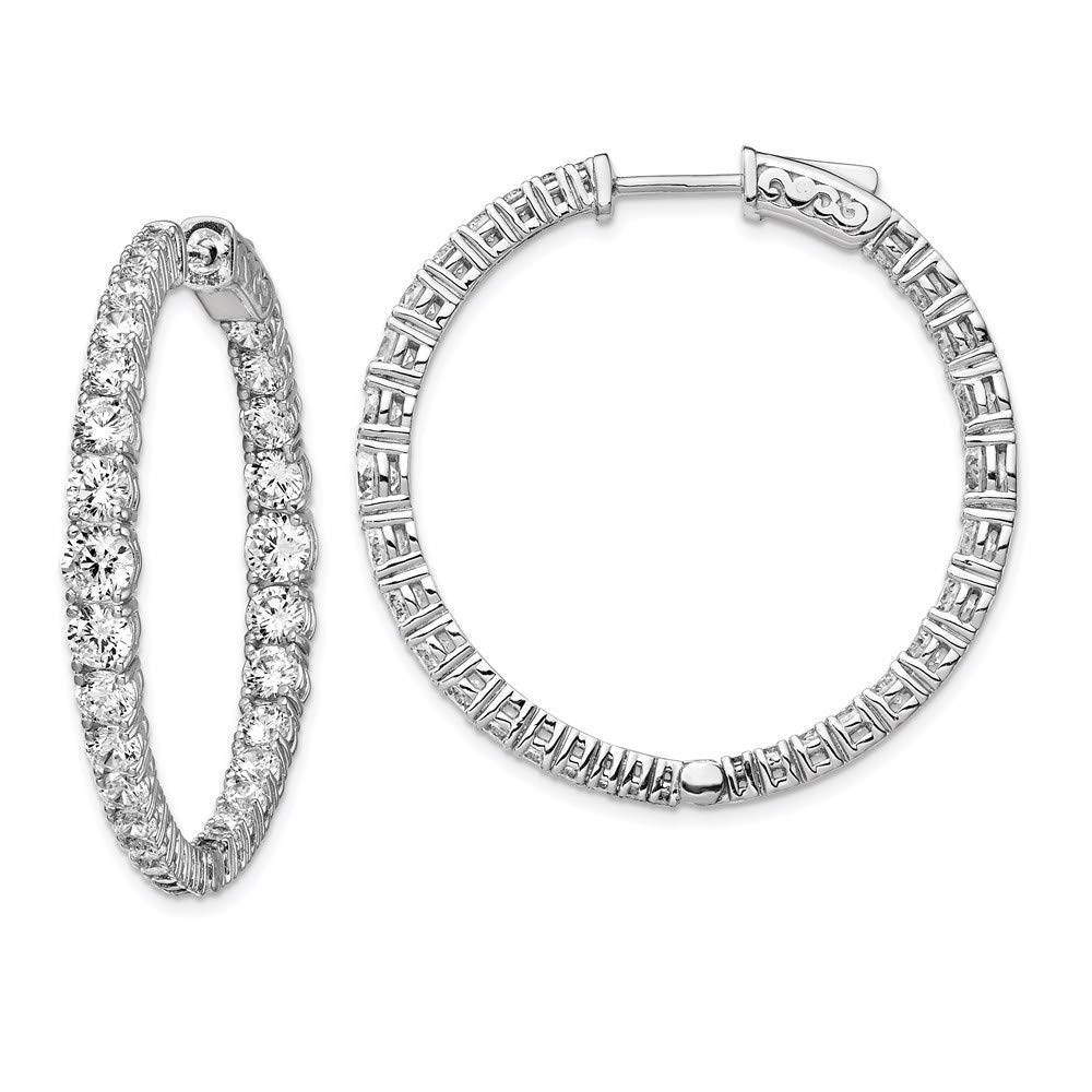 925 Sterling Silver Graduated Cubic Zirconia Hoop Earrings - Round Inside & Outside Design for Women | Perfect for Parties, Weddings & Everyday Wear