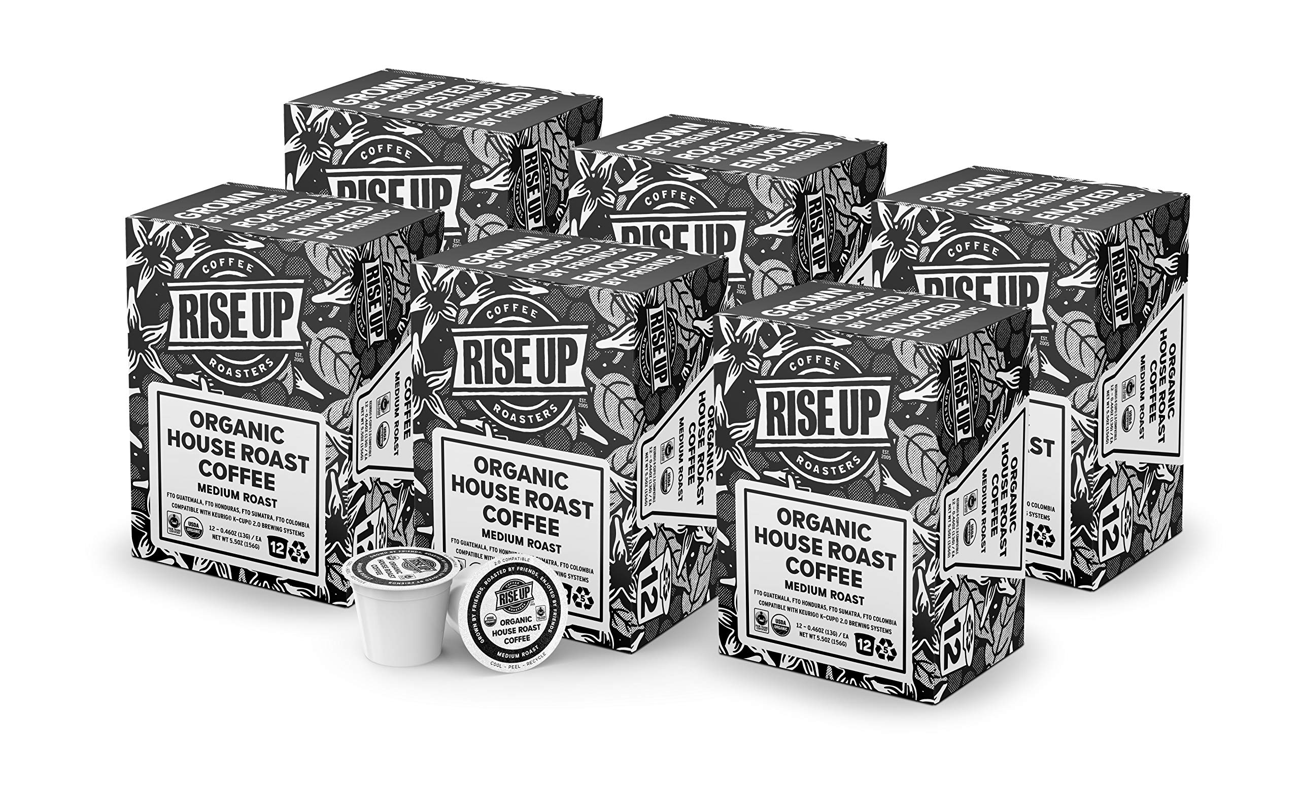 Organic House Roast Coffee 72ct Recyclable Coffee Pods - Compatible with Keurig 2.0, Perfect for Home, Office & Gifts | Eco-Friendly Single-Serve Coffee Capsules