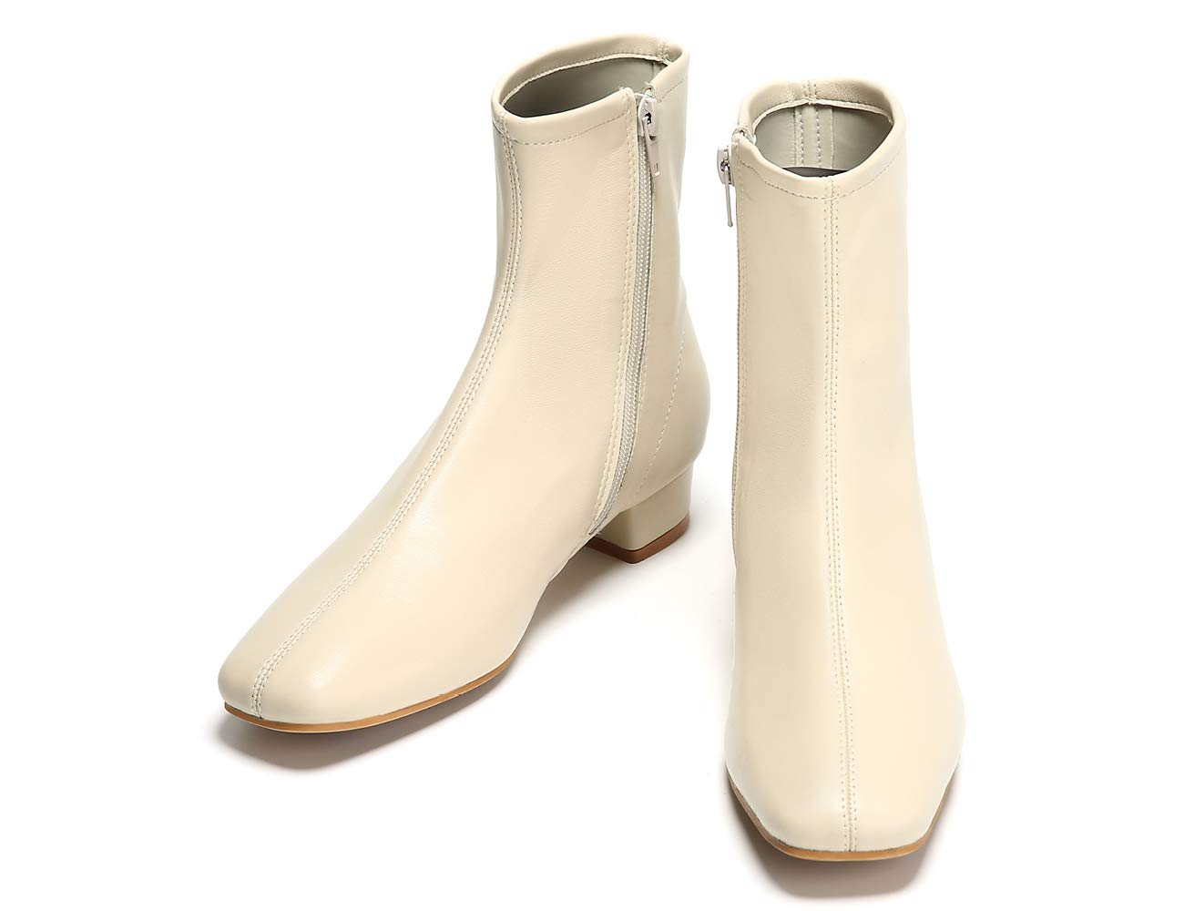 Women's White Chelsea Boots with Side Zip - Stylish Ankle Booties for Ladies | Perfect for Casual Outfits, Office Wear & Fall Fashion