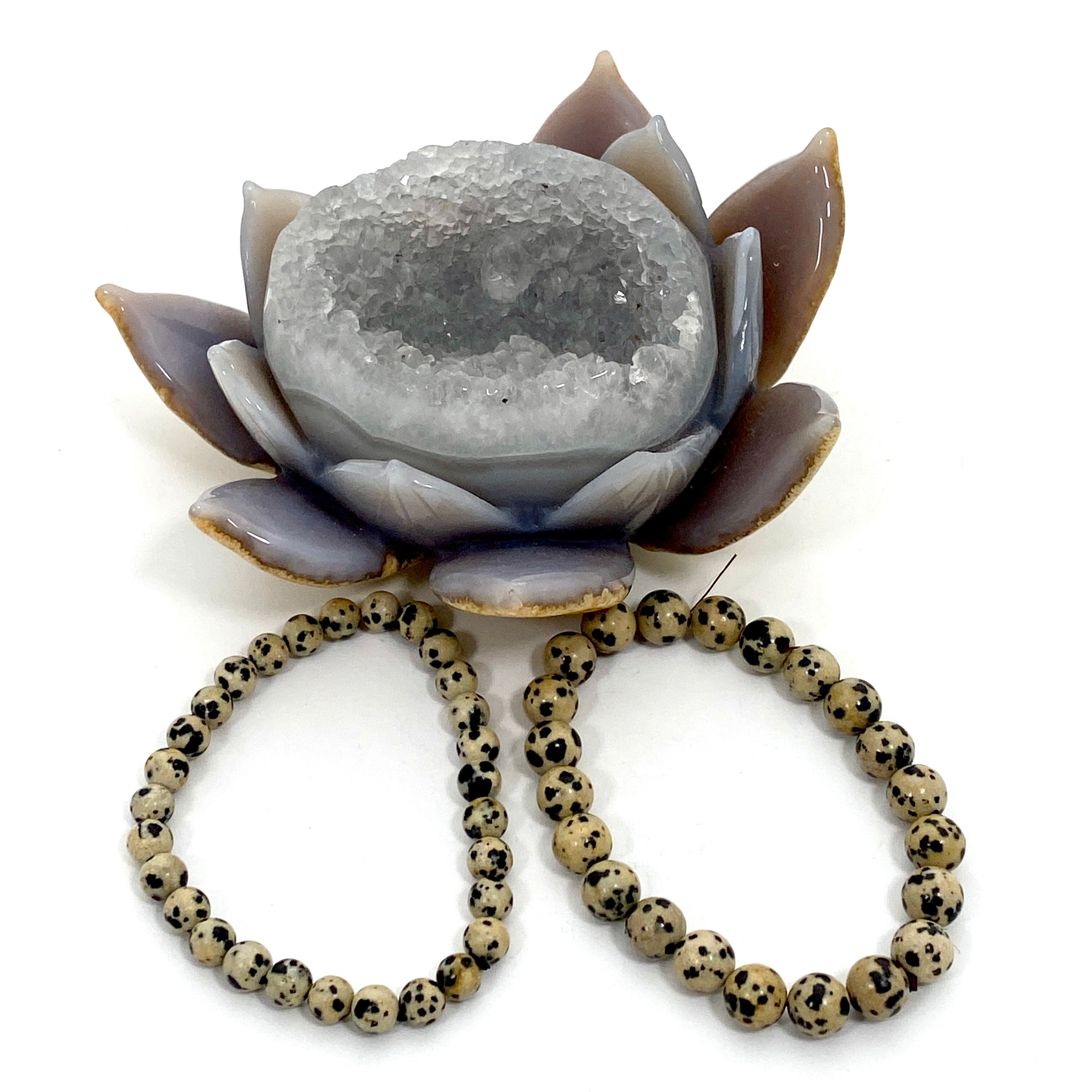 Natural Dalmation Stone Beaded Bracelet for Women - Healing Crystal Jewelry for Protection & Positive Energy | Perfect for Meditation, Yoga & Spiritual Gifts