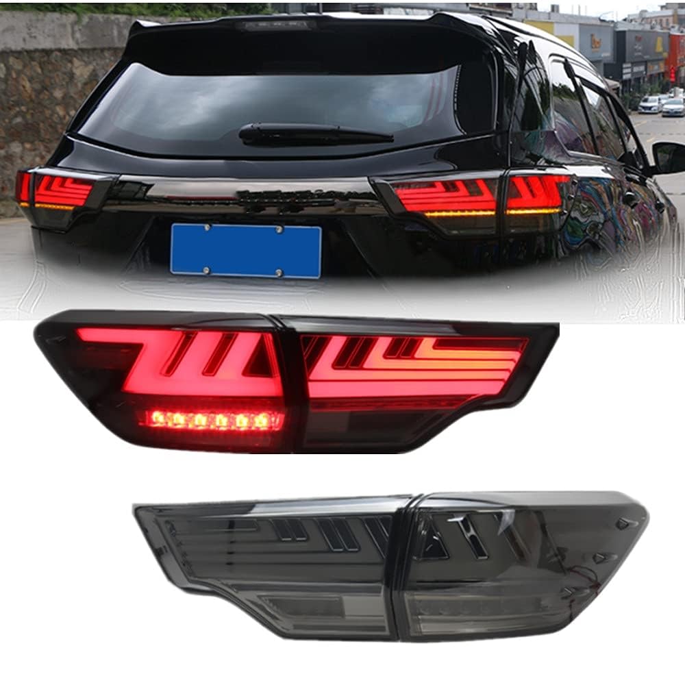 LED Smoked Tail Lights for Toyota Highlander 2014-2019 - Plug and Play Rear Lamp Assembly with Start-Up Animation - Upgrade Your Car's Style & Safety for Night Driving