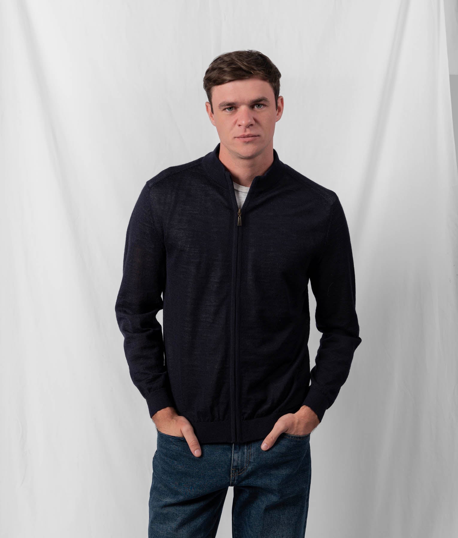 Stylish Jersey Mock Cardigan in Navy Blue - Perfect for Casual Outfits, Layering & Cozy Fall Fashion