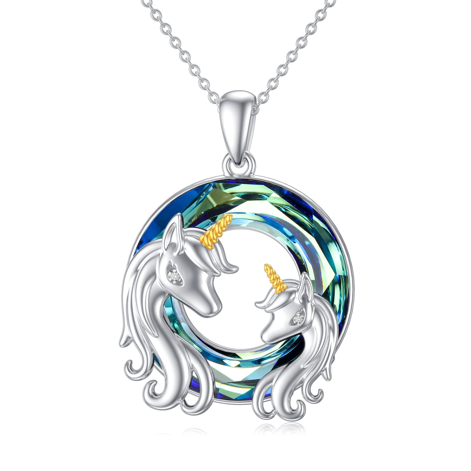TOUPOP Sterling Silver Unicorn Pendant Necklace with Crystal Circle - Elegant Jewelry Gift for Women & Girls | Birthday, Christmas, Graduation Present | Perfect for Everyday Wear, Special Occasions & Gifting