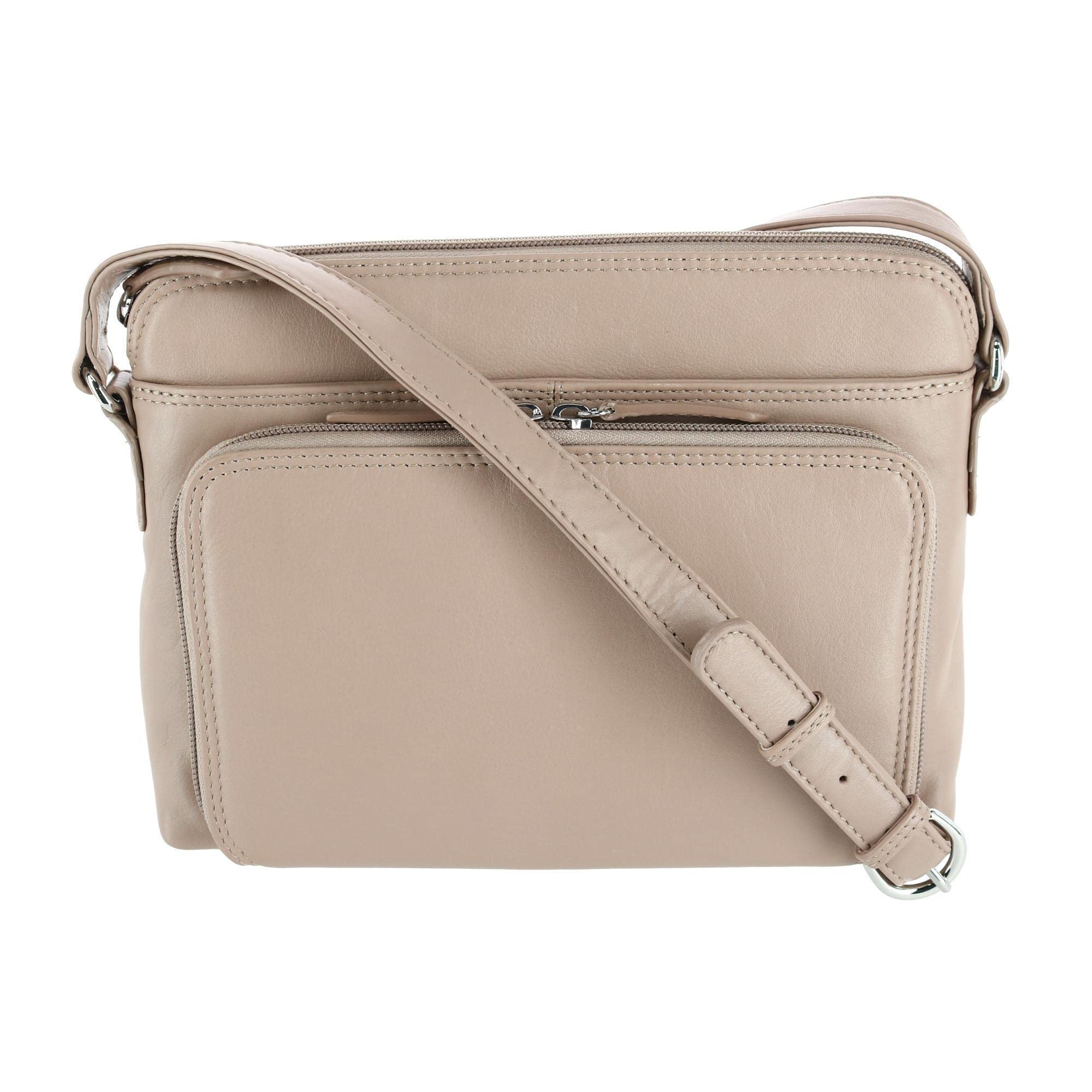 CTM® Women's Genuine Leather Shoulder Bag Purse with Side Organizer Pockets - Stylish Crossbody Handbag for Work, Travel & Everyday Use