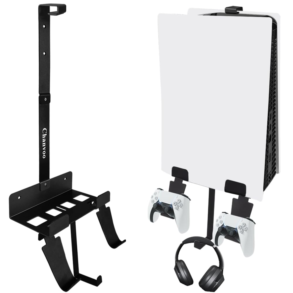 Metal PS5 Wall Mount Bracket - Secure TV Wall Holder Kit for PlayStation 5 Disc & Digital Edition (Not Compatible with PS5 Slim) - Black | Space-Saving Gaming Setup for Living Room & Bedroom