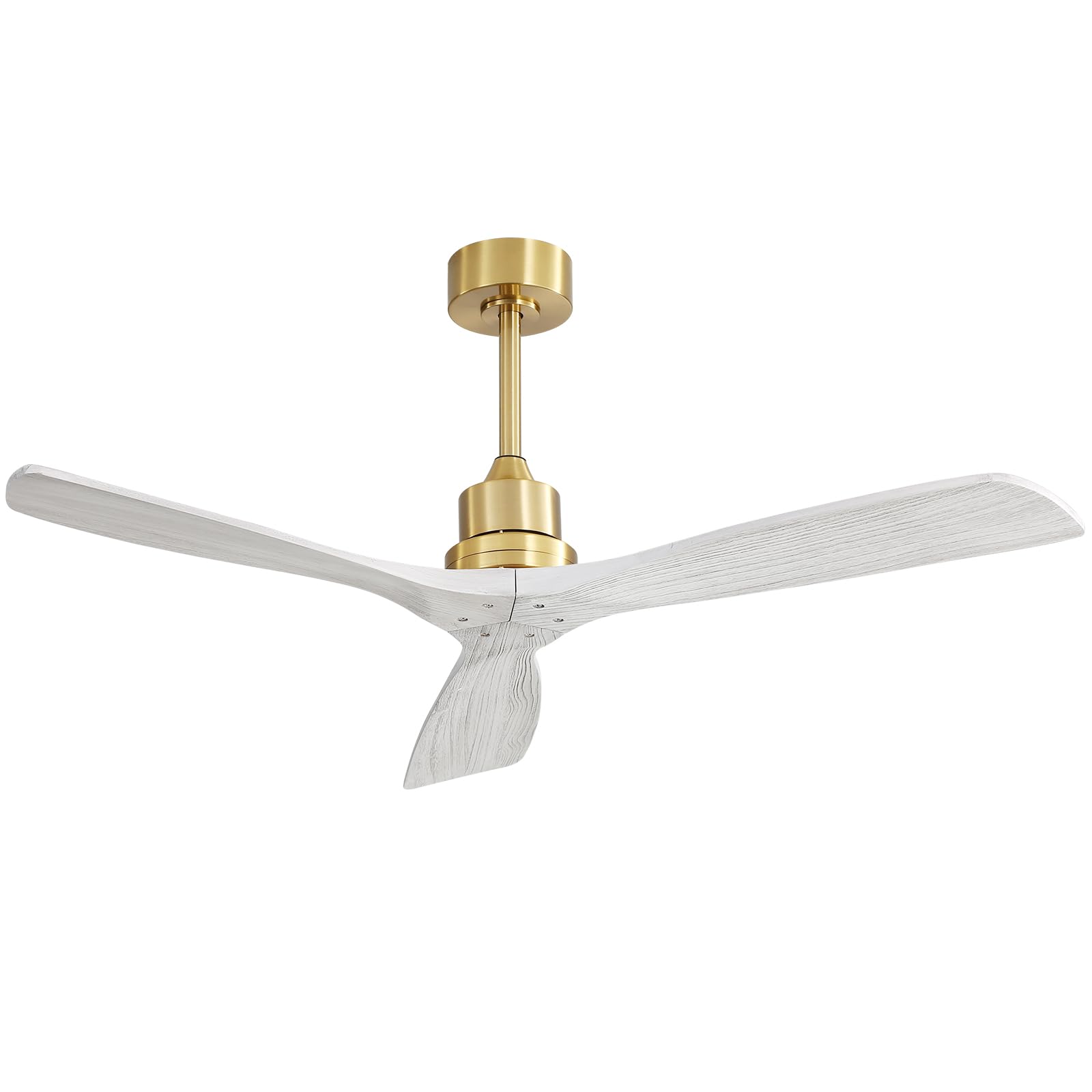 Sofucor 52 Inch Modern Farmhouse Ceiling Fan - No Light, Reversible DC Motor, Carved Wood Blades, Remote Control - Perfect for Living Room, Bedroom, and Outdoor Covered Patio (Model 5247BGWDSX)