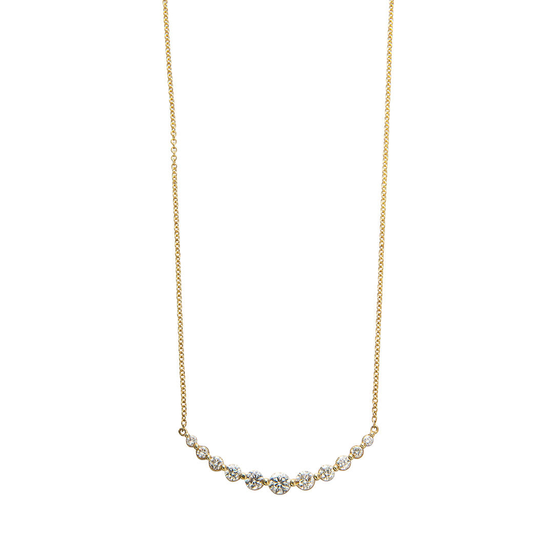 1ct Graduated Diamond 14K Yellow Gold Necklace for Women - Elegant Dainty Pendant Chain Jewelry Gift for Anniversary, Valentine's Day & Special Occasions