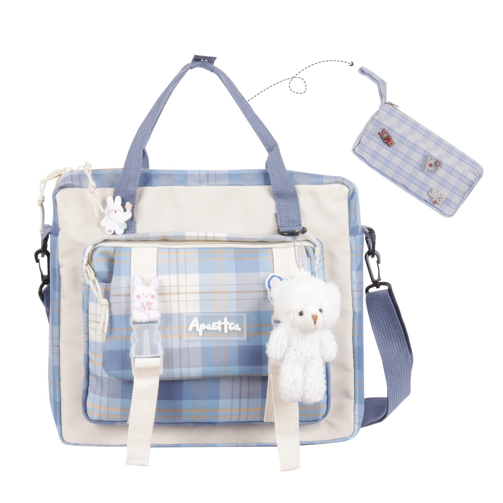 Cute Aesthetic Backpack Set for Teen Girls - 2-Piece Kawaii Backpack with Pencil Case, Large Capacity Laptop School Bag & Travel Backpack with Adorable Pin Pendant Accessories | Perfect for School, College, Travel & Everyday Use