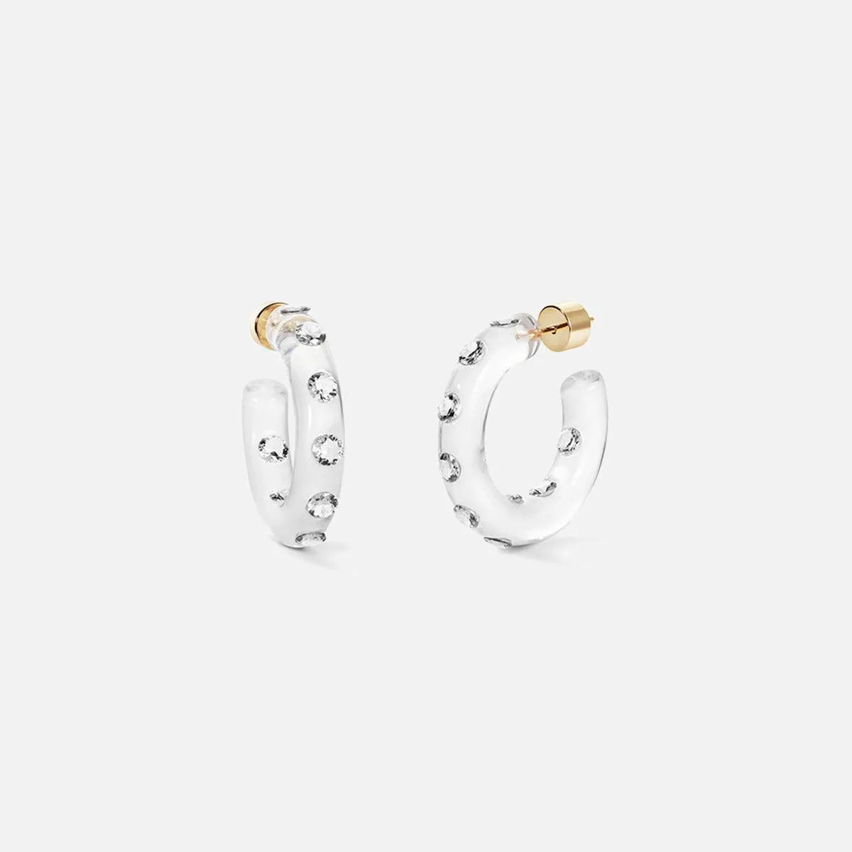 Small Clear Lucid Hoops Earrings - Lightweight & Hypoallergenic for Everyday Wear, Parties & Gifts