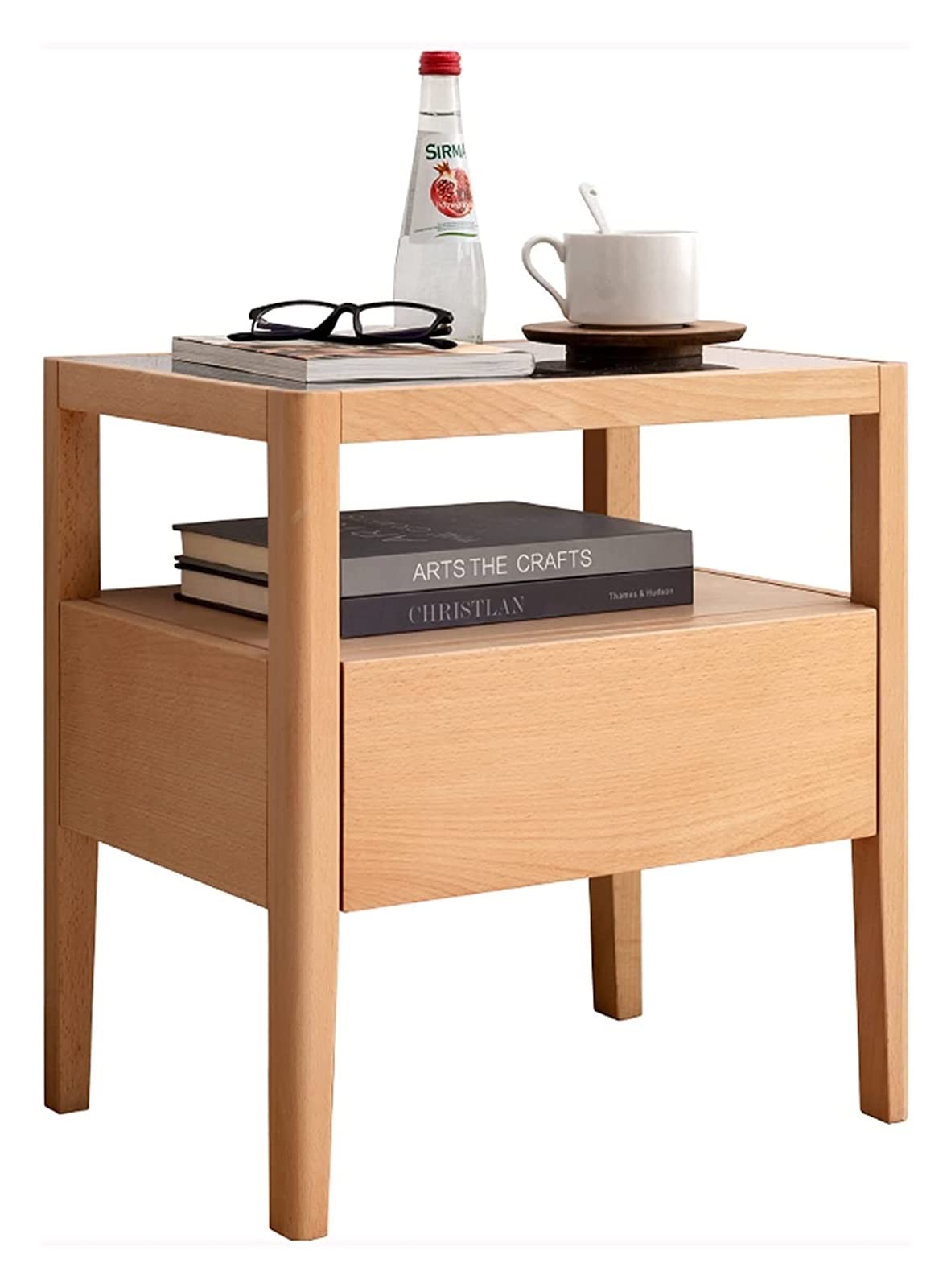 Modern 2-Tier Nightstand with Storage - Bedside Table for Bedroom, Living Room & Office | Multi-Functional Side Table with Shelf for Books, Lamps & Essentials