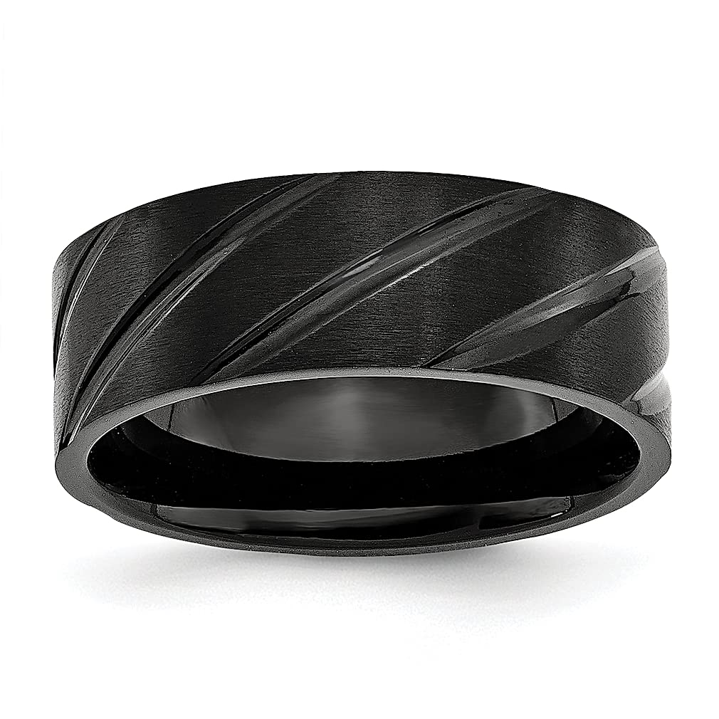 ICE CARATS Titanium Black Swirl 8mm Band Ring for Men - Wedding, Fashion Jewelry & Gifts for Him - Perfect for Dad's Birthday, Anniversary & Special Occasions