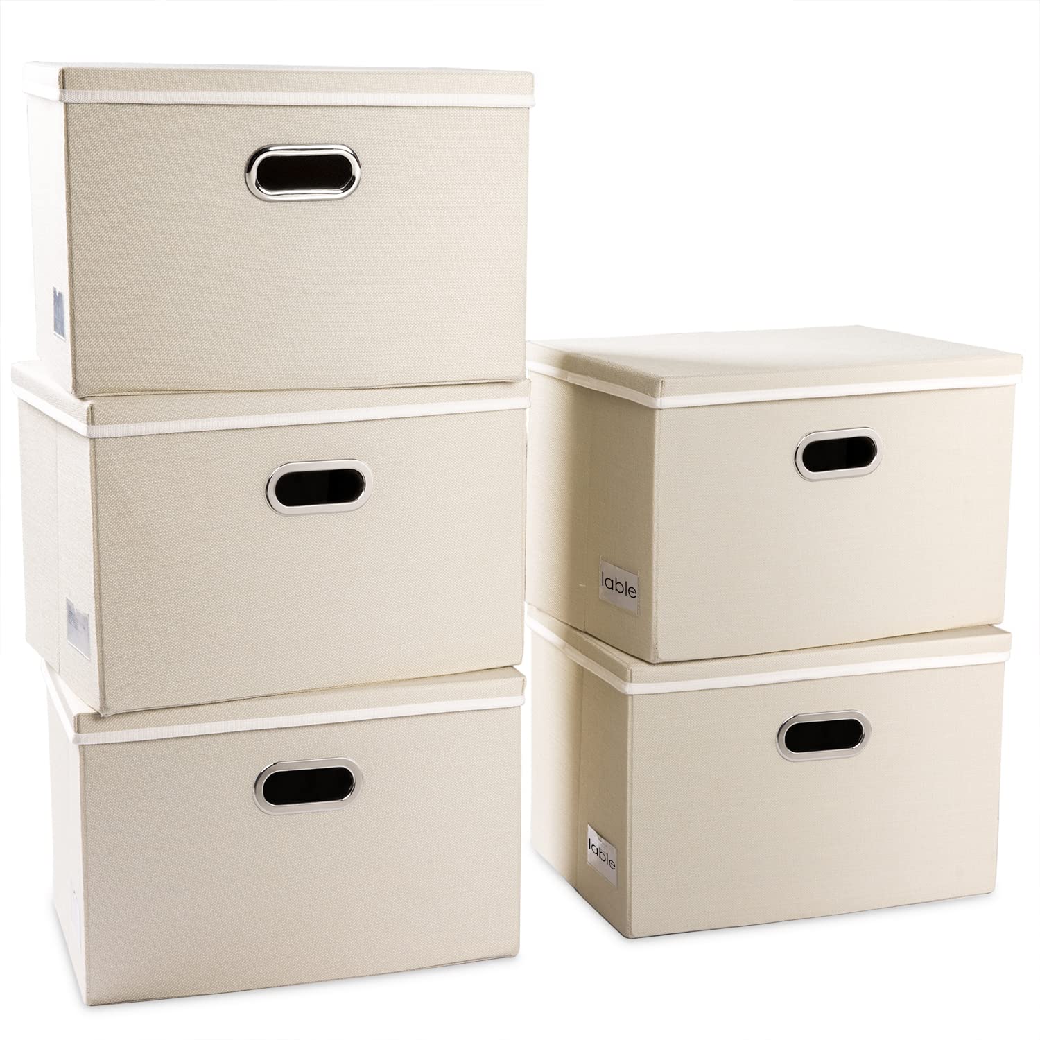 PRANDOM Extra Large Collapsible Storage Bins with Lids [5-Pack] - Foldable Fabric Storage Baskets & Organizer Containers for Bedroom, Closet, Office, Nursery (22.8x15.75x13.8 Inches) - Perfect for Home Organization, Seasonal Storage & Space Saving