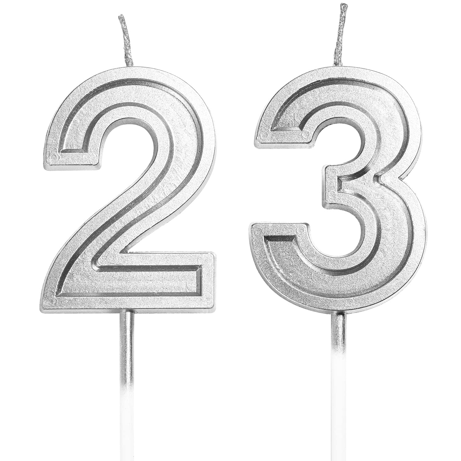 23rd Birthday Cake Candles - Silver Number Candles for Birthday, Wedding & Anniversary Decorations | Perfect for Cakes, Cupcakes & Party Desserts