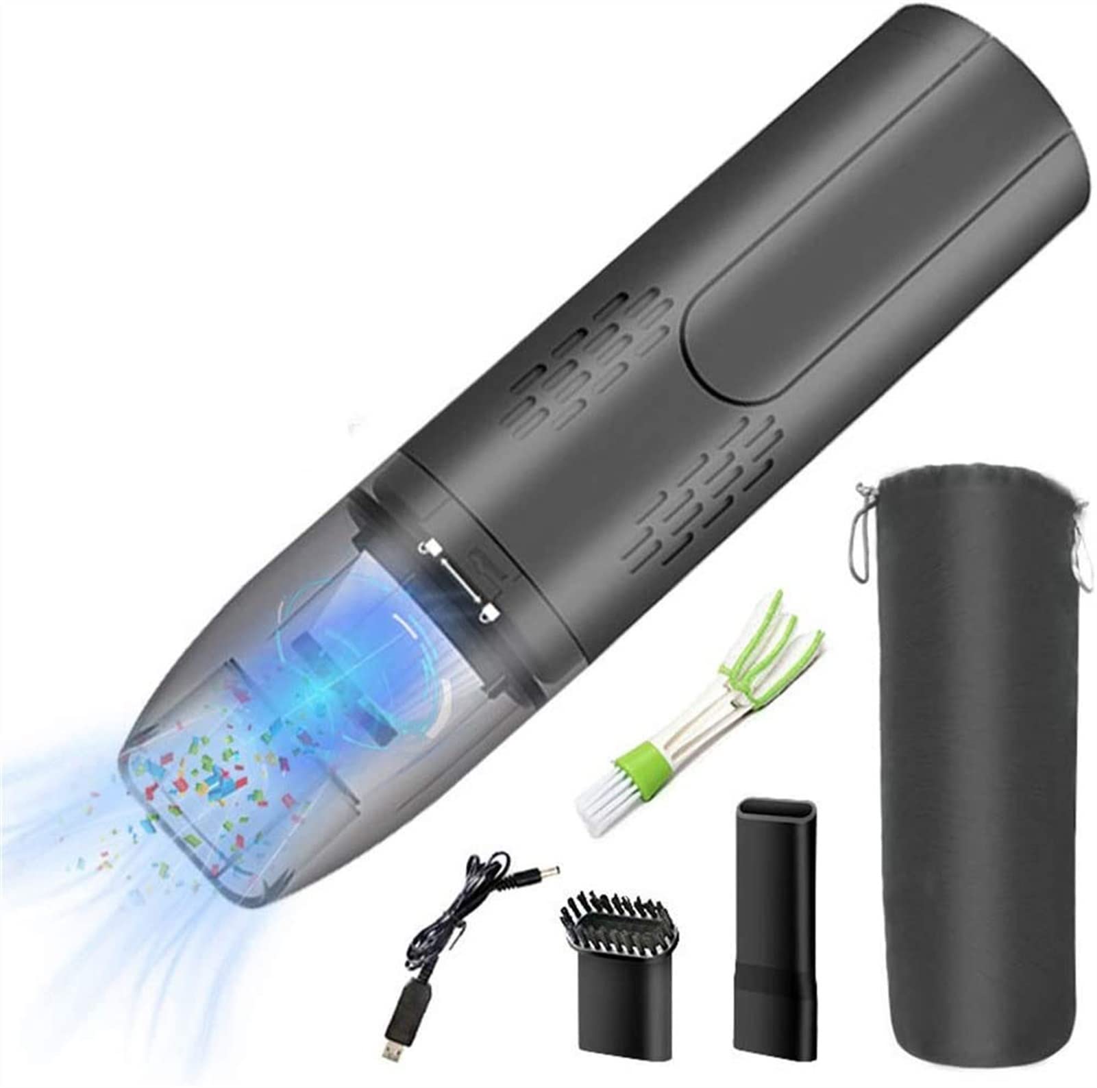 Powerful 50W/4800Pa Handheld Car Vacuum Cleaner - Portable DC5V Auto Accessories Kit for Interior Detailing (Black) | Perfect for Car Cleaning, Home Use & Pet Hair Removal