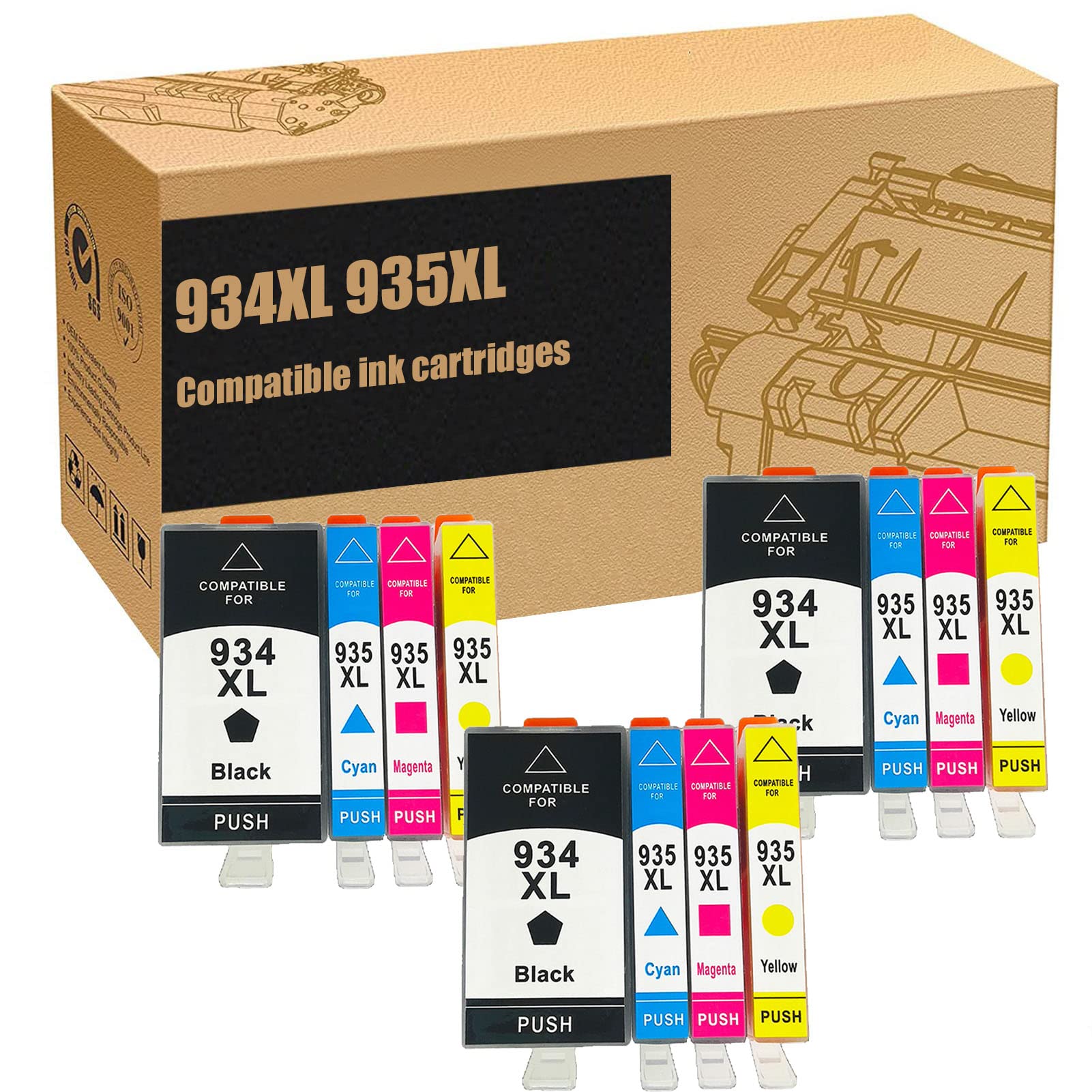 ZLOR 934XL 935XL Compatible Ink Cartridges Replacement for HP 6230 6830 6835 6812 6815 6820 Printers - 3-Pack (Black, Cyan, Magenta, Yellow) | High-Quality Printer Ink for Home Office & Small Business Printing Needs