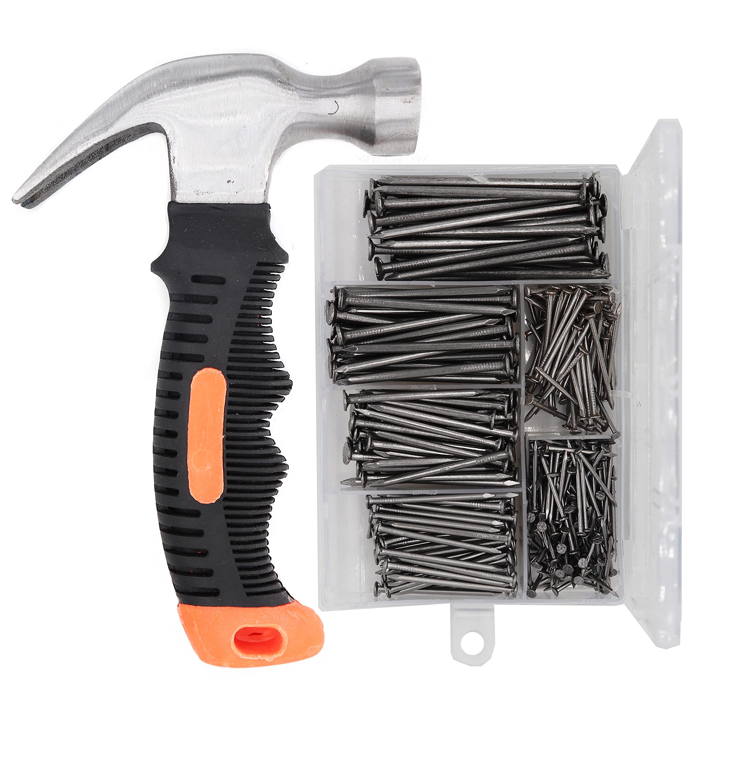 415-Piece Picture Hanging Kit with 8oz Anti-Slip Claw Hammer - Includes Common Nails, Wood Nails, Wall Hooks & Picture Hangers - Perfect for Home Decor, Photo Frames, Mirror Installation & DIY Projects
