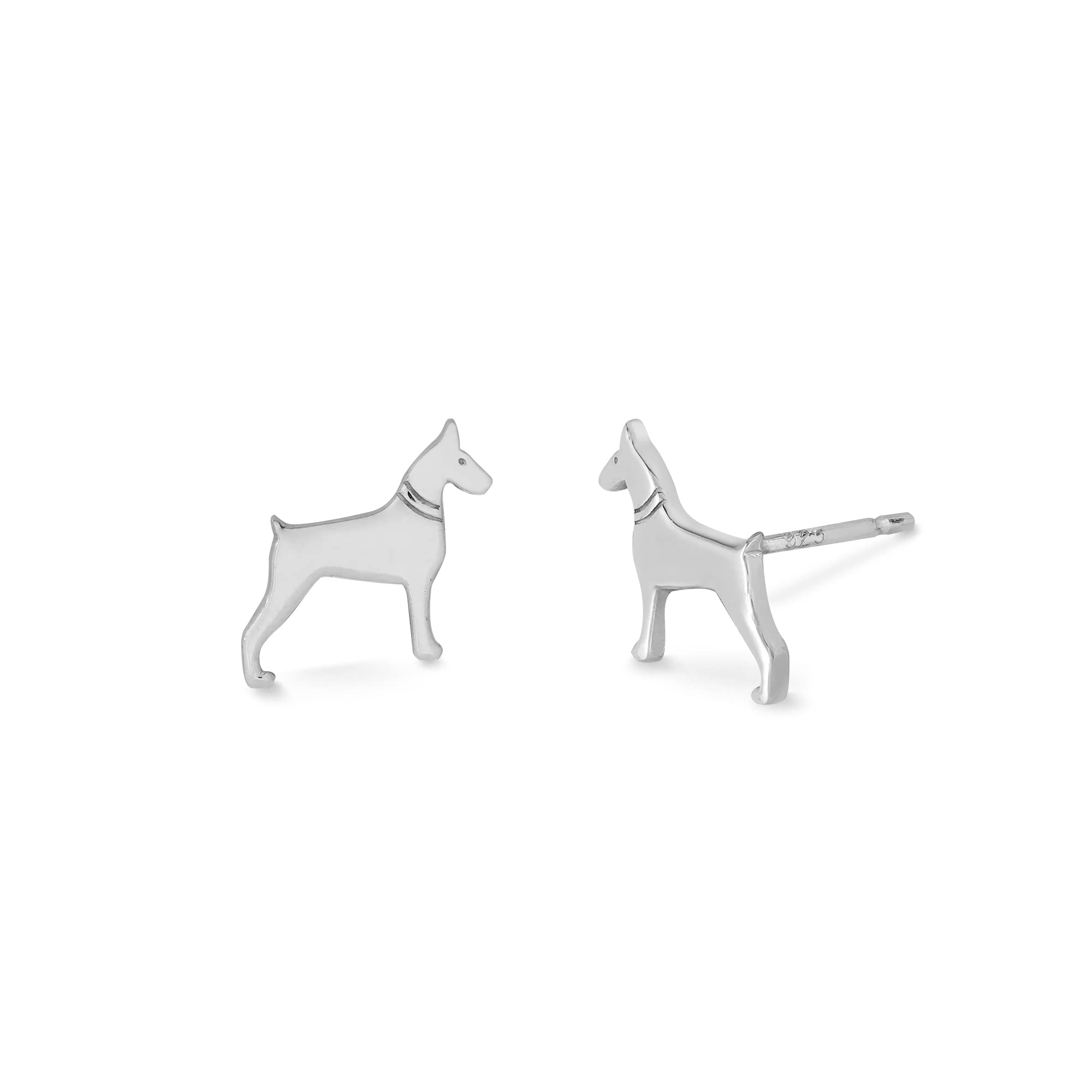 Sterling Silver Doberman Stud Earrings for Dog Lovers - Perfect Gift for Pet Owners