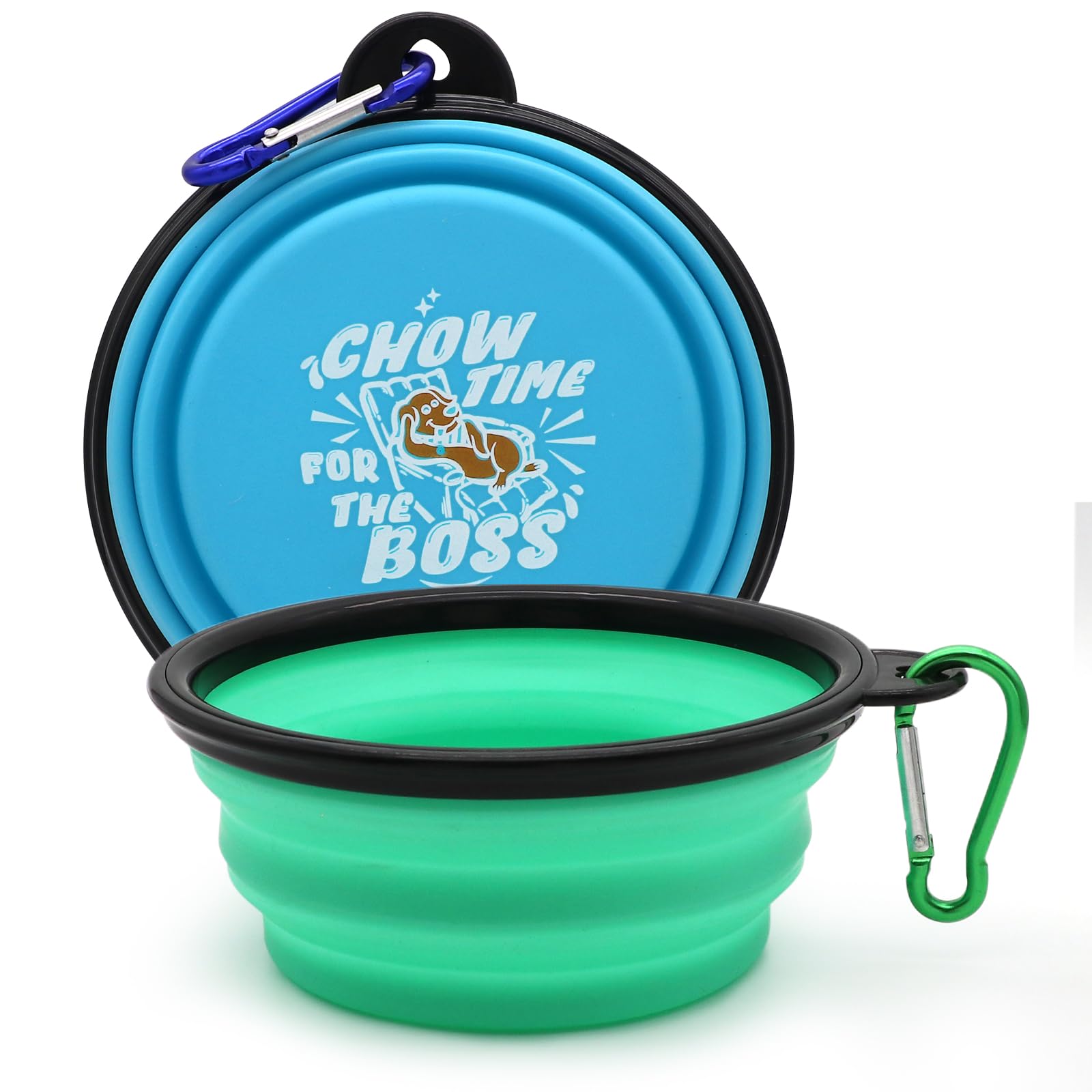 2-Pack Collapsible Dog Travel Bowls - Portable Foldable Pet Food & Water Dish for Small Dogs & Cats - Light Blue & Light Green - Perfect for Hiking, Camping & Travel Accessories