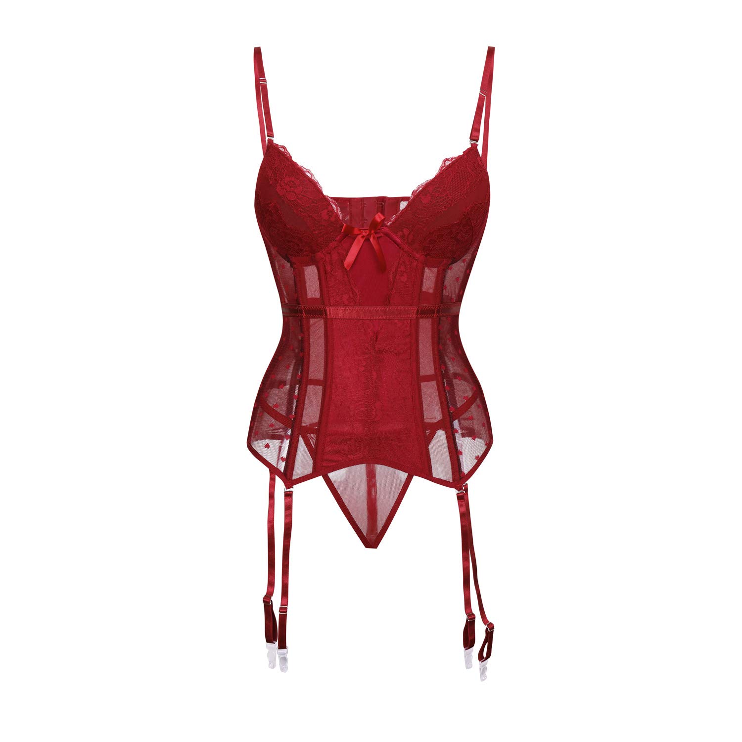 BAIXITE Women's Lace Boned Bustier Corset & Garter Belt Set - Sexy Shapewear Lingerie for Plus Size Ladies | Perfect for Bridal, Boudoir & Special Occasions