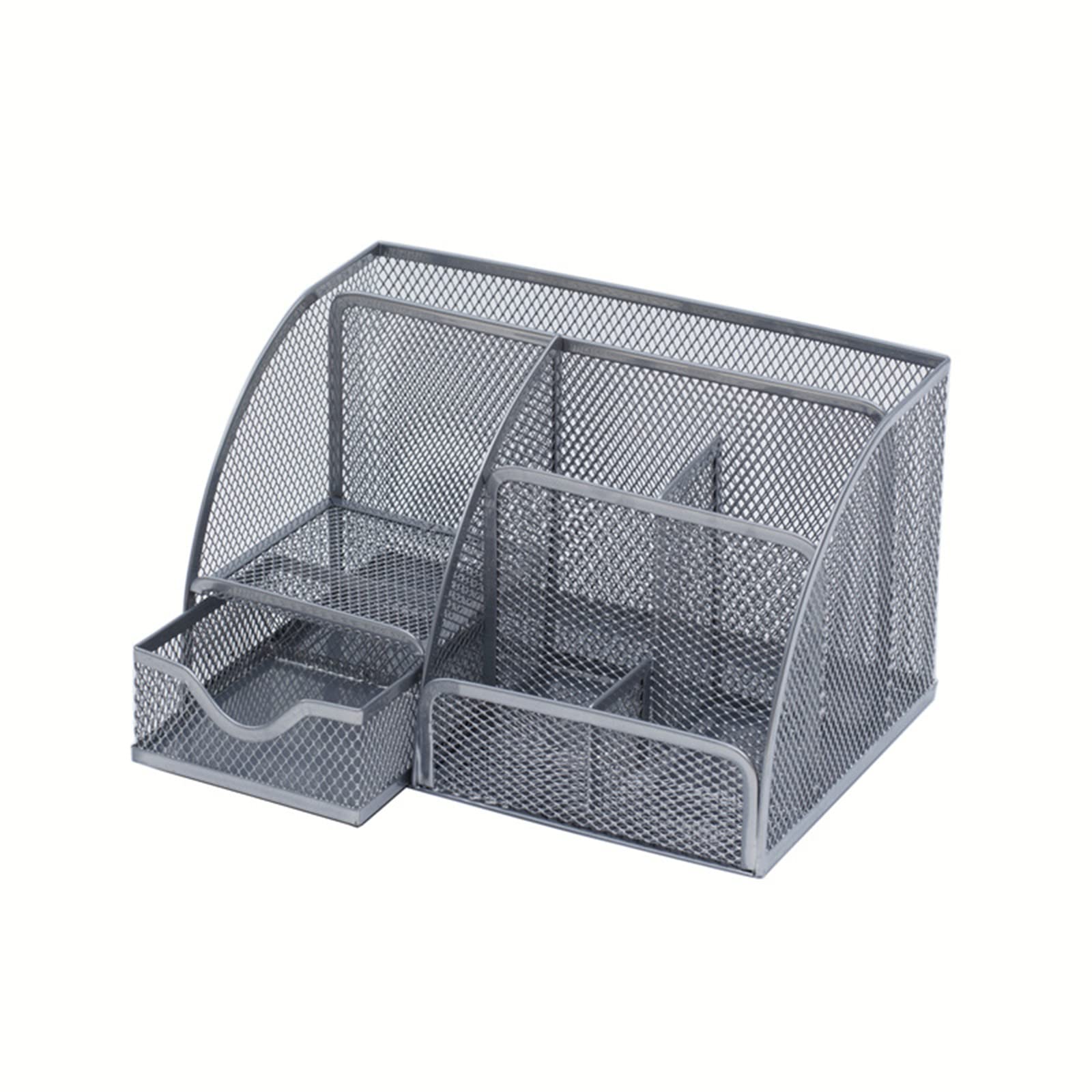 Lunyan Mesh Pencil Holder - 7 Compartment Desk Organizer for Pens, Markers, Scissors & Office Supplies | Perfect for Home, School & Office Organization (Black)