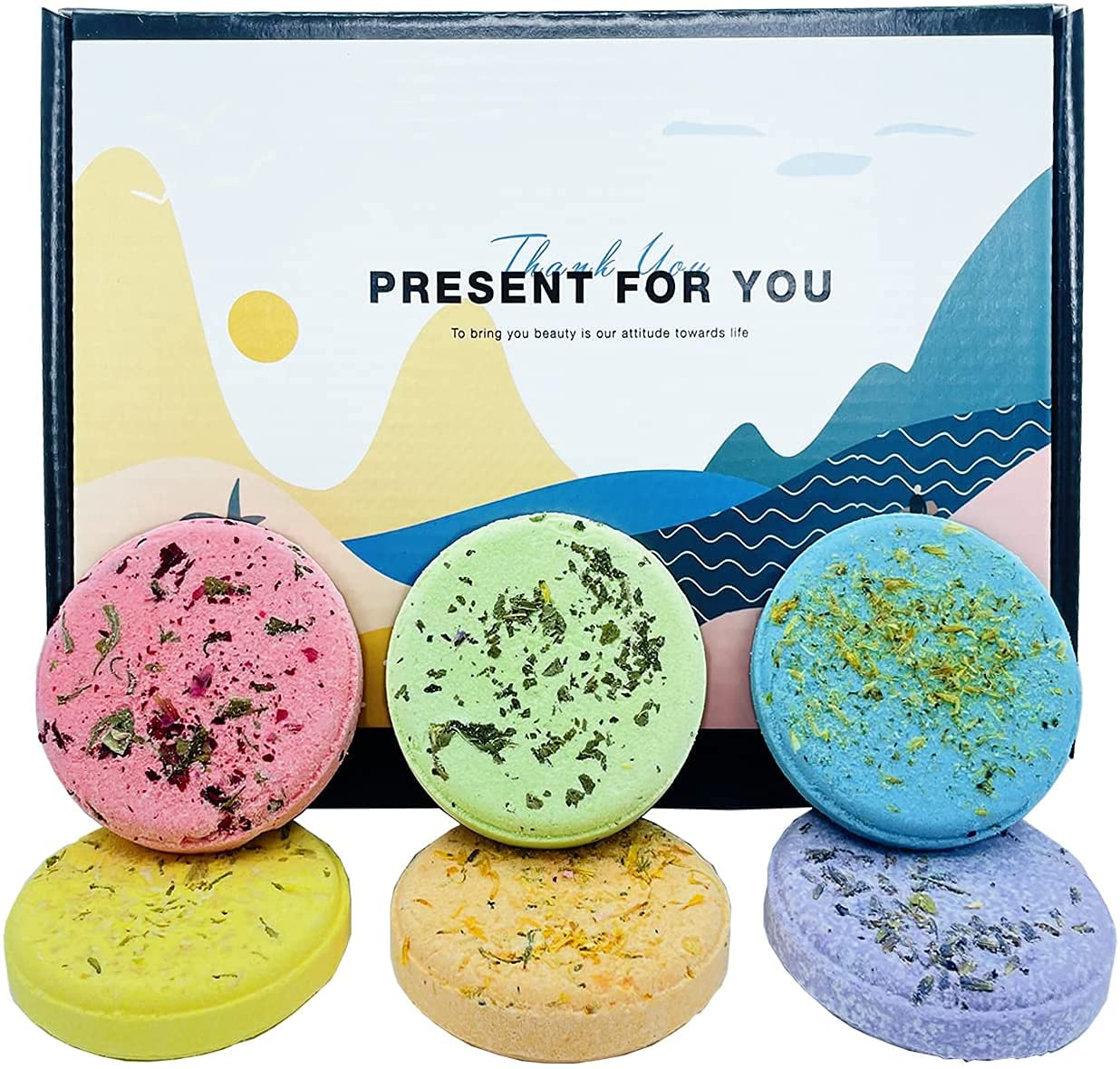 HUMOZM Aromatherapy Shower Steamers Set of 6 - Essential Oil Shower Bombs for Relaxation & Stress Relief, Home Spa Bath Tablets with Lavender, Eucalyptus & Peppermint - Perfect for Self Care, Gifts & Relaxing Bath Time