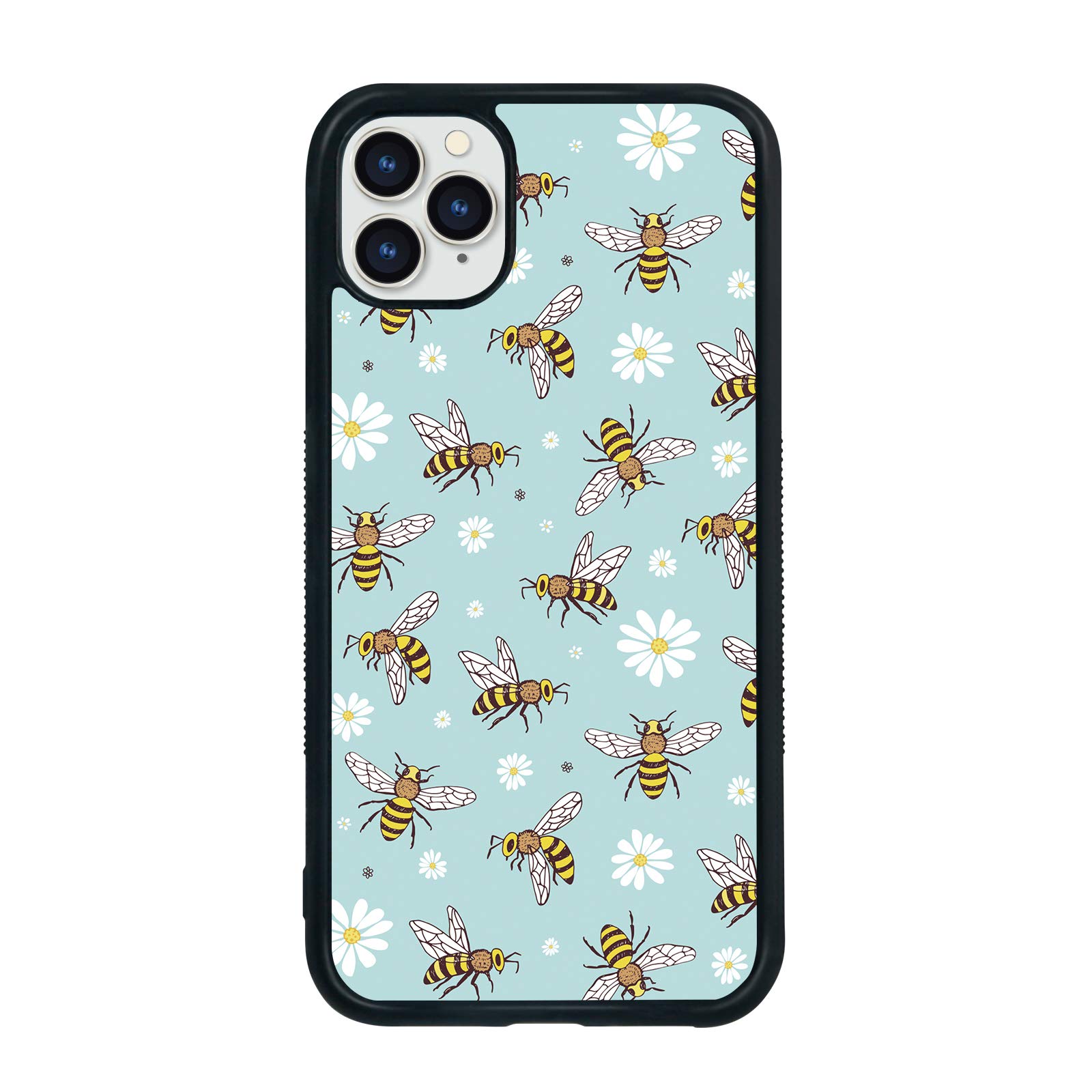 Shockproof Cute Daisy Phone Case for iPhone 11 Pro Max 6.5 Inch - Protective Bee Design Cover for Women Men Kids (Blue/Yellow) - Perfect for Outdoor Activities, School & Daily Use