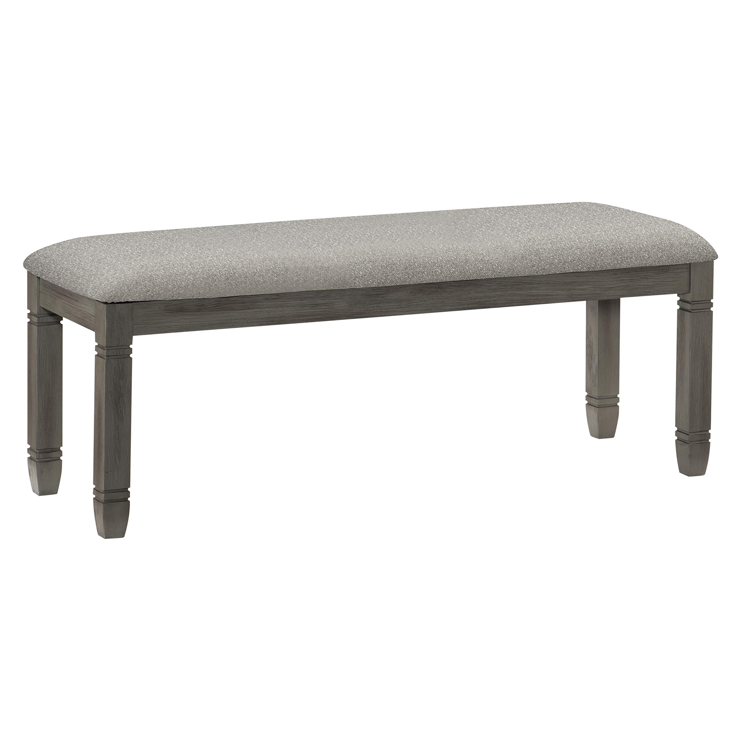 Lexicon Cailloux 48-Inch Dining Bench in Antique Gray - Rustic Farmhouse Style Kitchen Seating for Dining Room, Breakfast Nook, or Entryway