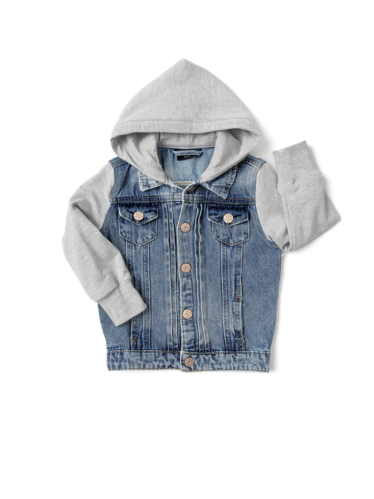 Men's Grey Hooded Denim Jacket - Lightweight Distressed Vintage Style for Casual Wear & Outdoor Activities