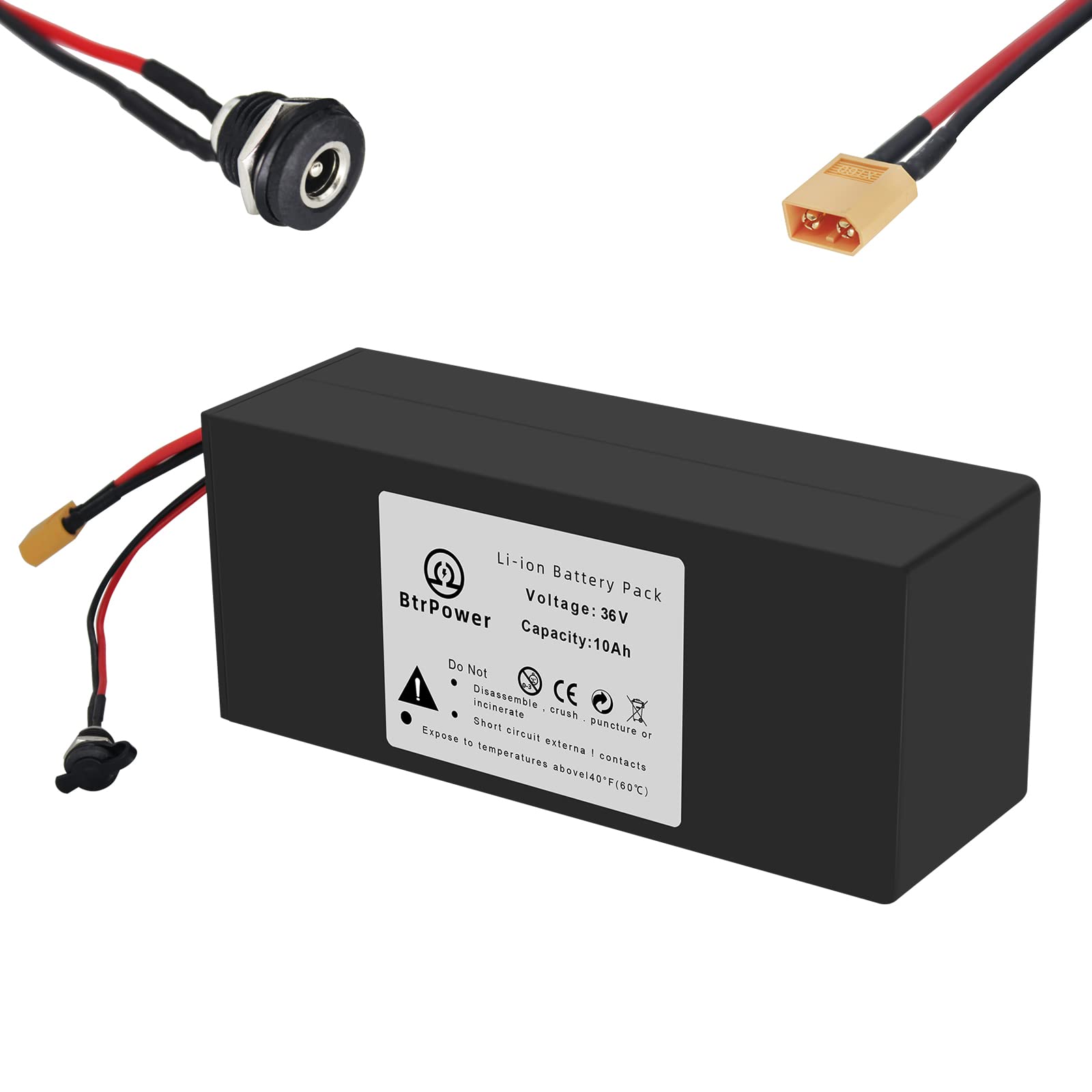36V 10AH Lithium Ion Ebike Battery Pack - Waterproof ABS Case with 3A Charger & BMS for 250W 500W 750W Electric Bikes & Scooters - Perfect for Commuting, Off-Road Adventures & Urban Transportation
