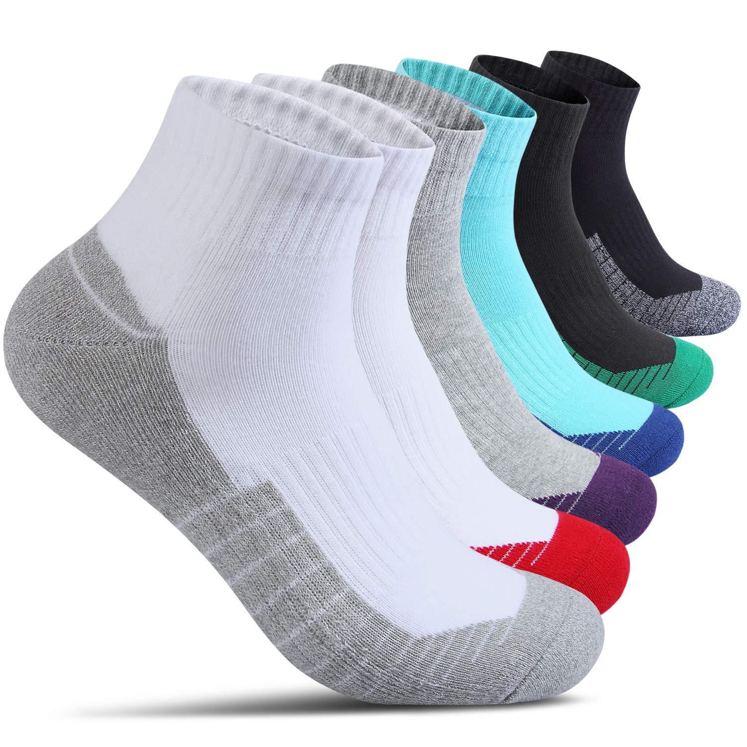 AMAZ-PLAY Men's Cotton Low Cut Athletic Socks - 6 Pack Max Cushion Thick Ankle Socks for Running, Hiking, Sports & Work - Breathable Comfort for Active Lifestyles & Everyday Wear