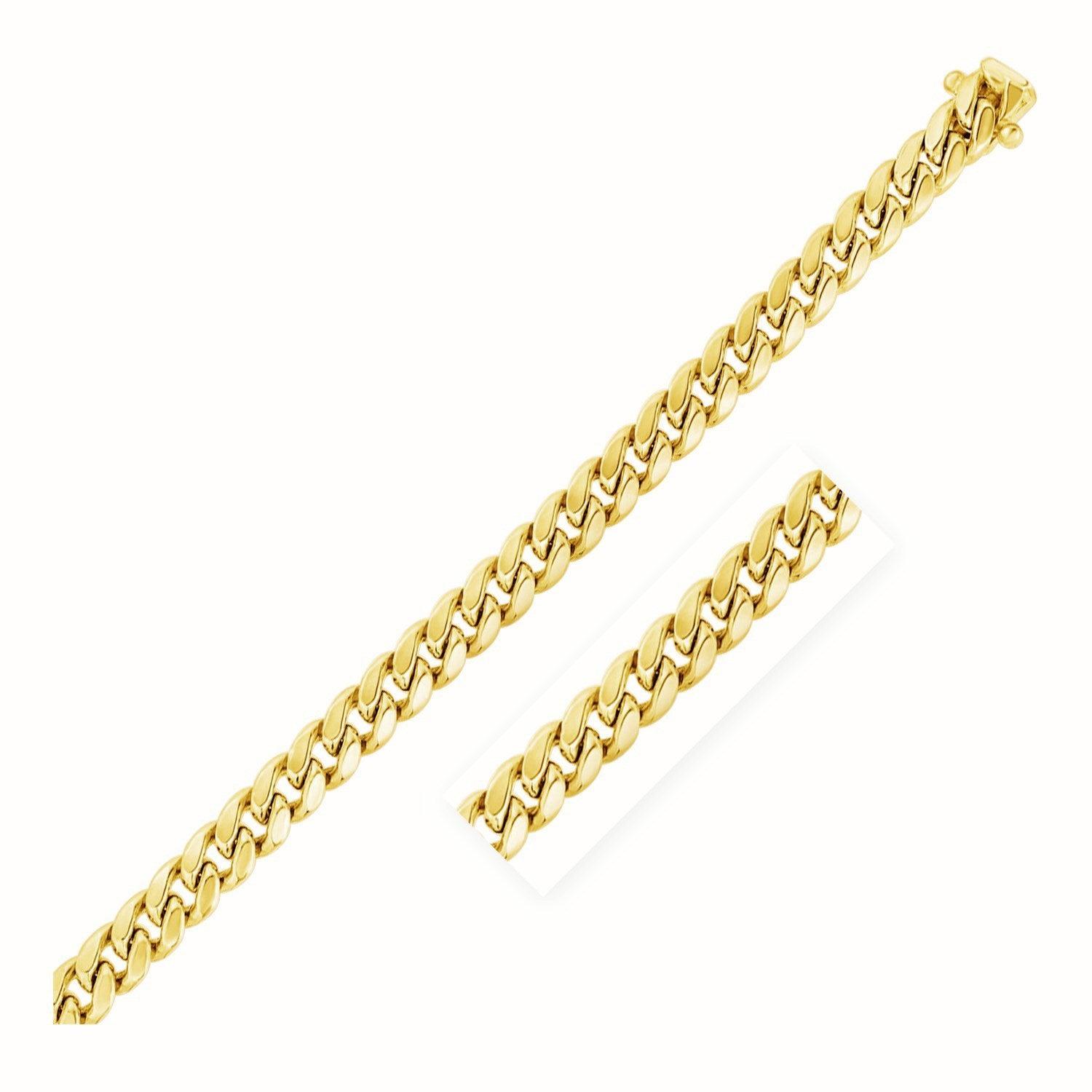 7.25mm 10k Yellow Gold Semi Solid Miami Cuban Chain - Durable & Stylish Men's Jewelry for Everyday Wear, Gifts & Special Occasions