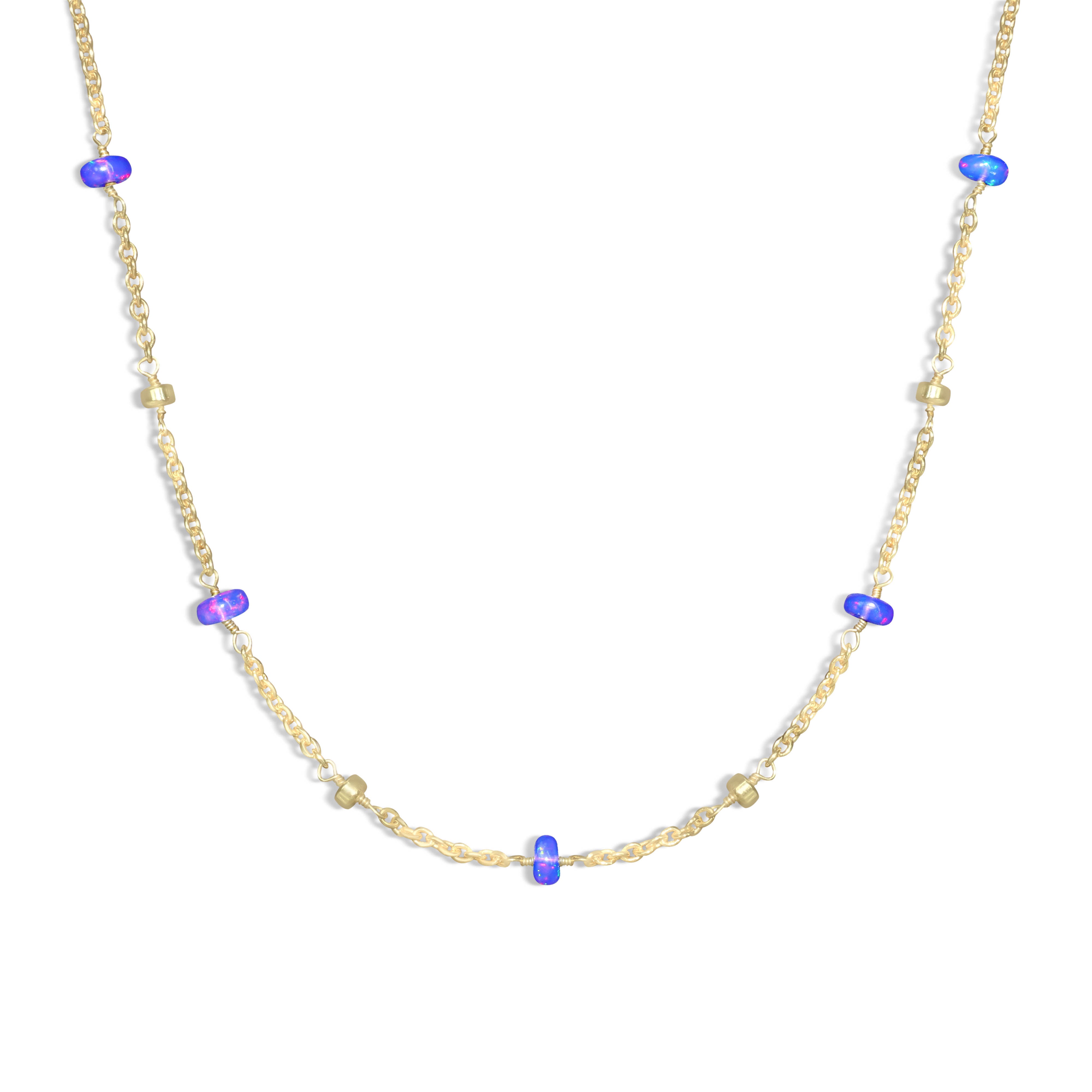 Natural Lavender Opal Beaded Chain Necklace for Women | Elegant Boho Jewelry Gift for Her | Perfect for Weddings, Date Nights & Special Occasions