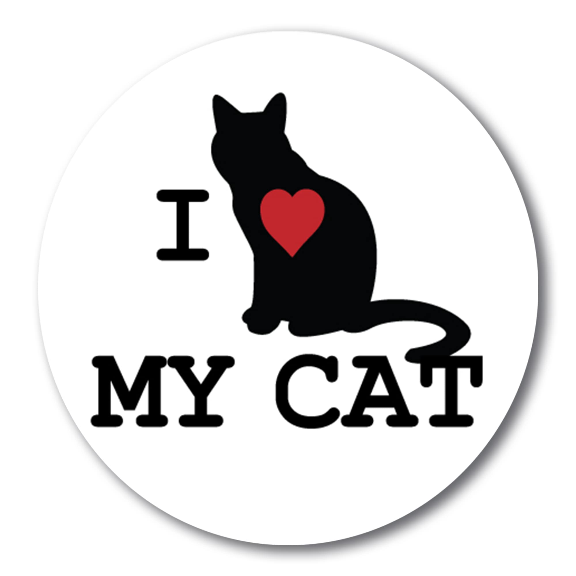 I Love My Cat 5-inch Round Heavy Duty Vinyl Car Magnet - Red, White & Black Decal for Vehicles, Trucks, SUVs | Perfect for Pet Lovers & Decorative Auto Accessories