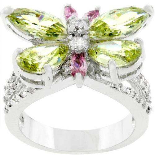 Elegant Rhodium Plated Butterfly Cocktail Ring for Women - Vintage Inspired Jewelry Gift for Party, Wedding & Special Occasions