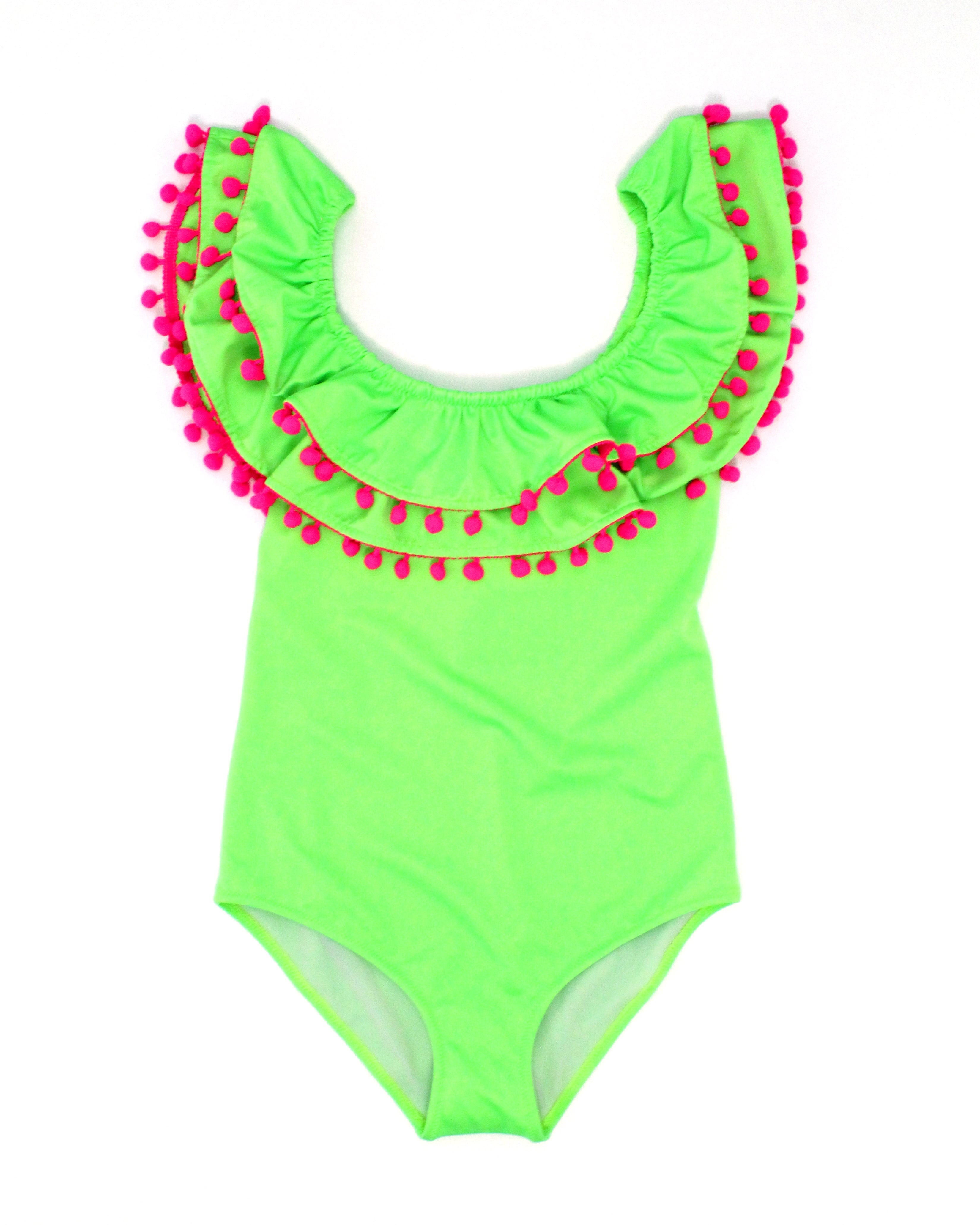 SISSI LIME NEON GREEN ONE PIECE Swimsuit - Women's Sexy High Cut Bathing Suit for Beach, Pool & Summer Vacations