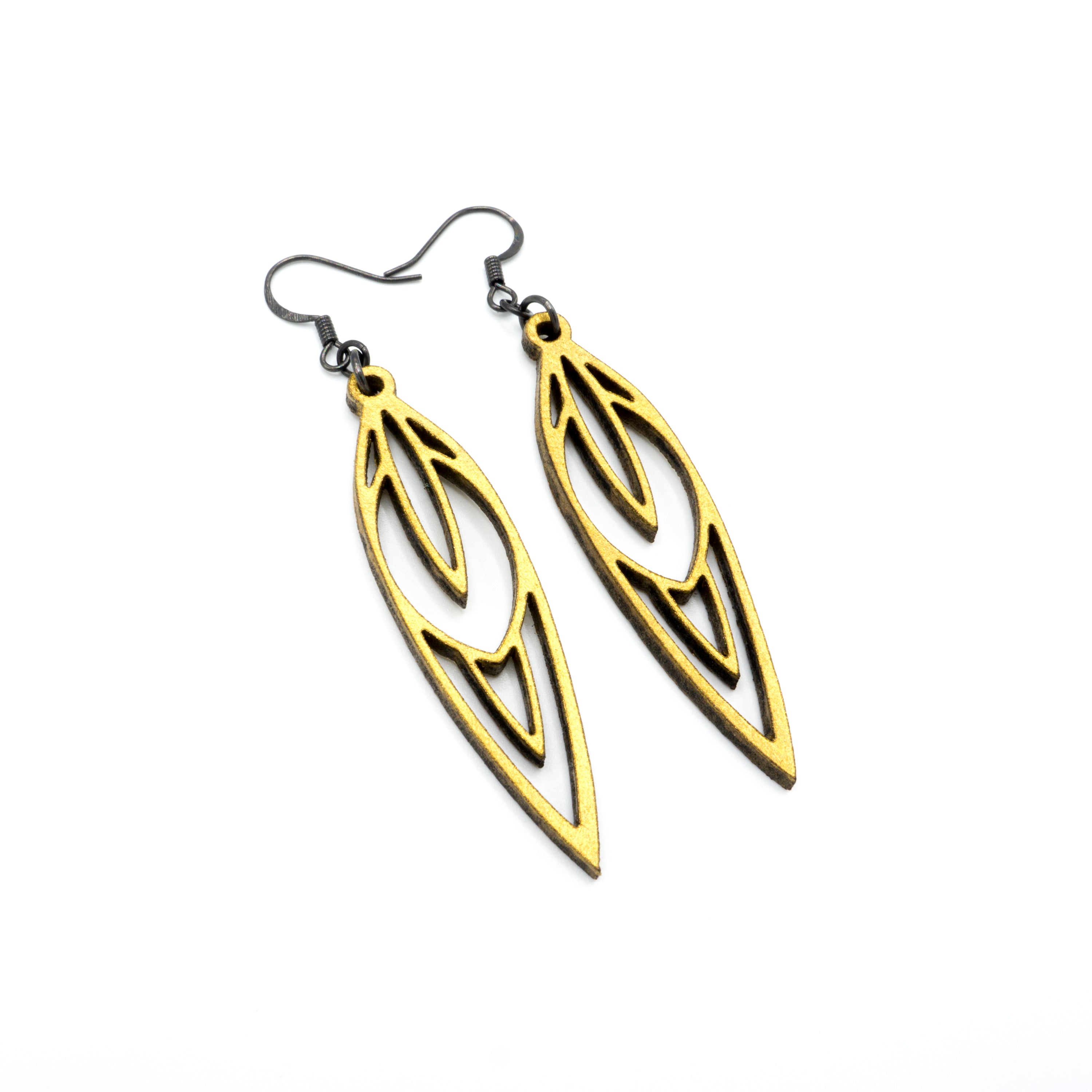 Totem 02 [S] Gold Leather Earrings for Women - Boho Chic Handmade Dangle Earrings for Casual Wear, Parties & Special Occasions