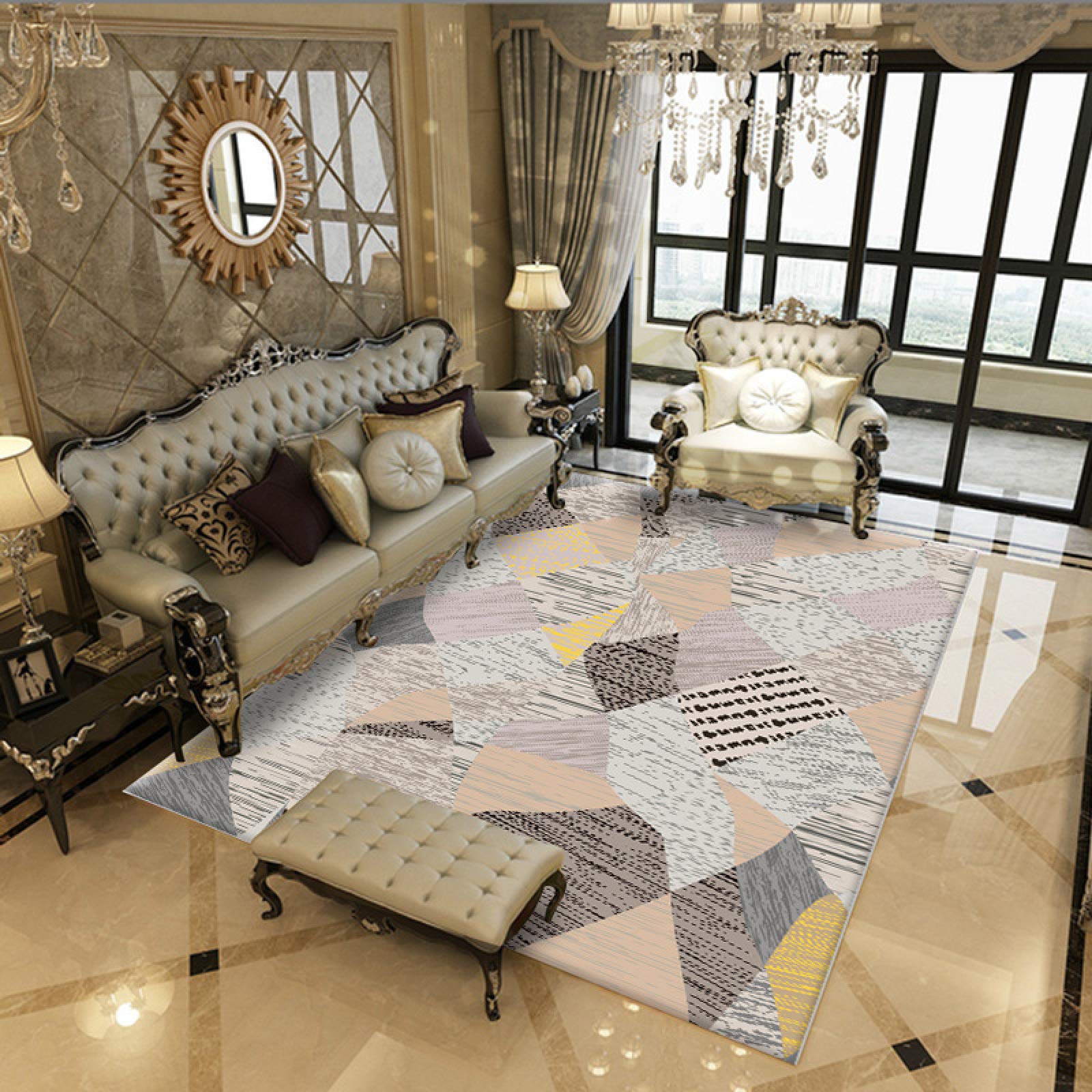 Premium Haiba Area Rugs - 5'x7' (140x200cm) Soft Short Pile Living Room Rug, Durable Dining & Bedroom Carpet, Non-Slip Easy Clean Home Decor for Family Gatherings & Cozy Nights