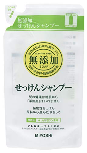 Miyoshi Additive-Free Soap Shampoo Refill 300ml - Gentle Cleansing for Sensitive Scalp & Hair | Perfect for Daily Use, Travel & Eco-Friendly Lifestyle