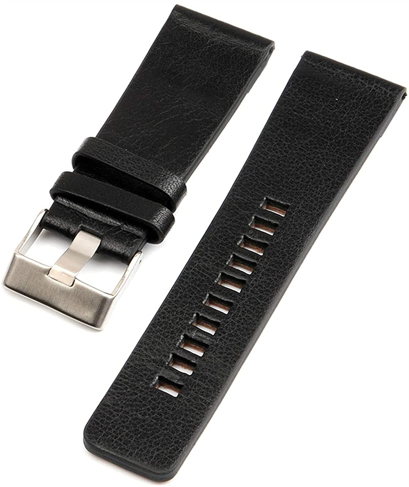 JIEERCUN 26mm Black Leather Watch Band for Men - Durable Replacement Strap for Casual, Business & Dress Watches