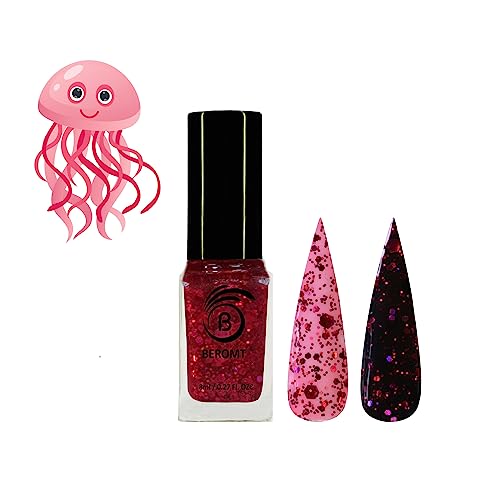 HEXA HOLO GIGGLY JELLYFISH NAIL POLISH - BNP 227 Glitter Nail Polish for Women, Long Lasting & Non-Toxic, Perfect for Parties, Nail Art & Special Occasions