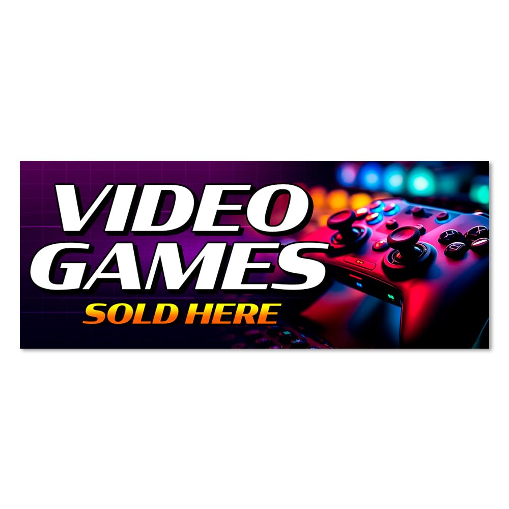 5ft x 2ft Video Games Vinyl Banner - Premium Quality for Gaming Events, Conventions & Home Decor